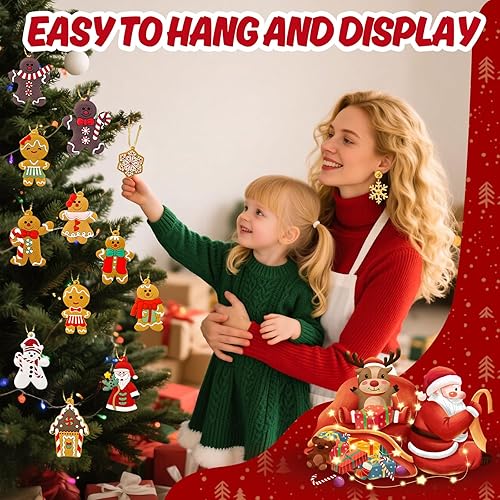 Miniatura 5 de 12 adornos de hombre de jengibre para colgar en el árbol de Navidad, decoraciones navideñas de pan de jengibre surtidas, 3 pulgadas de alto, lindo