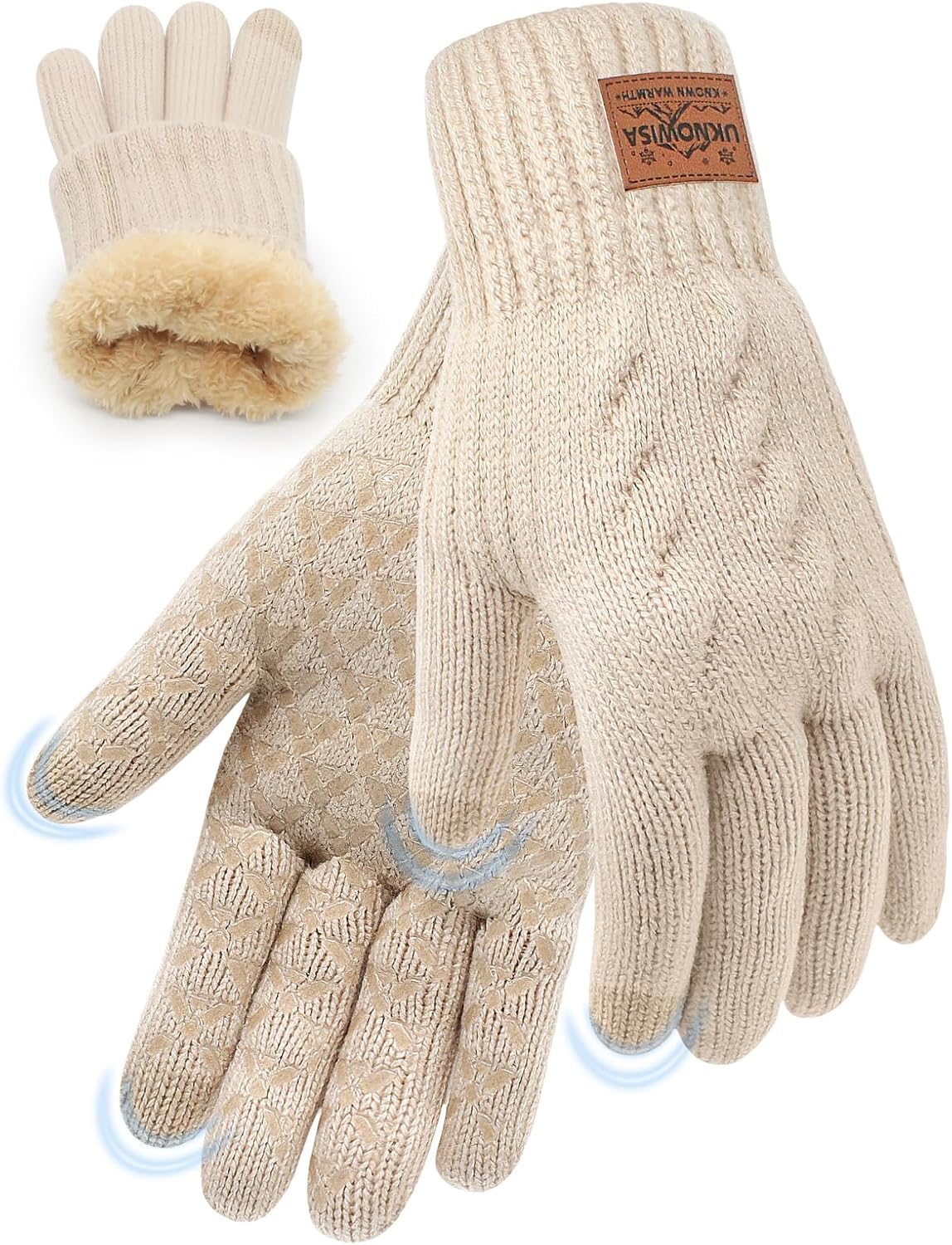 Winter Gloves for Men Women, Warm Fleece Lined with Touch Screen, Thermal Knit with Anti-Slip for Running Driving
