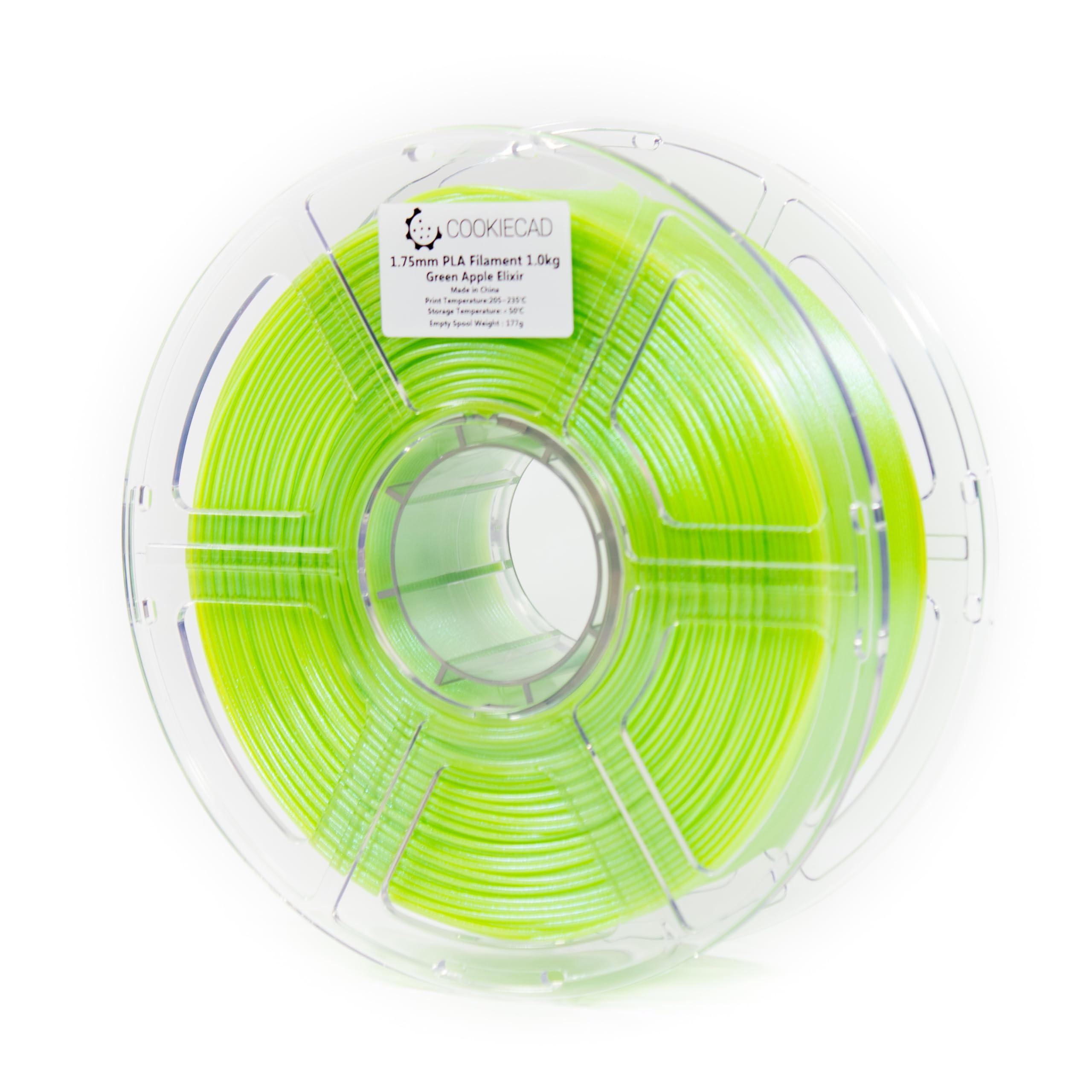 Cookiecad PETG Filament 1.75mm 1kg Iridescent Glitter 3D Printer Filament - Green Apple Elixir PETG