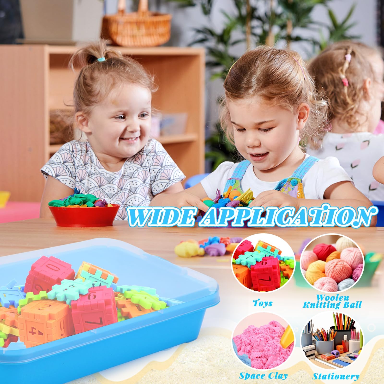Sandkasten mit Deckel Sandkasten Sensory Bin mit Deckel für Kinder Kunststoff Tablett Sandkasten Abdeckung Sensory Sandbox Container für Wasser, Sand, Perlen und Mehr (Grün und Blau)
