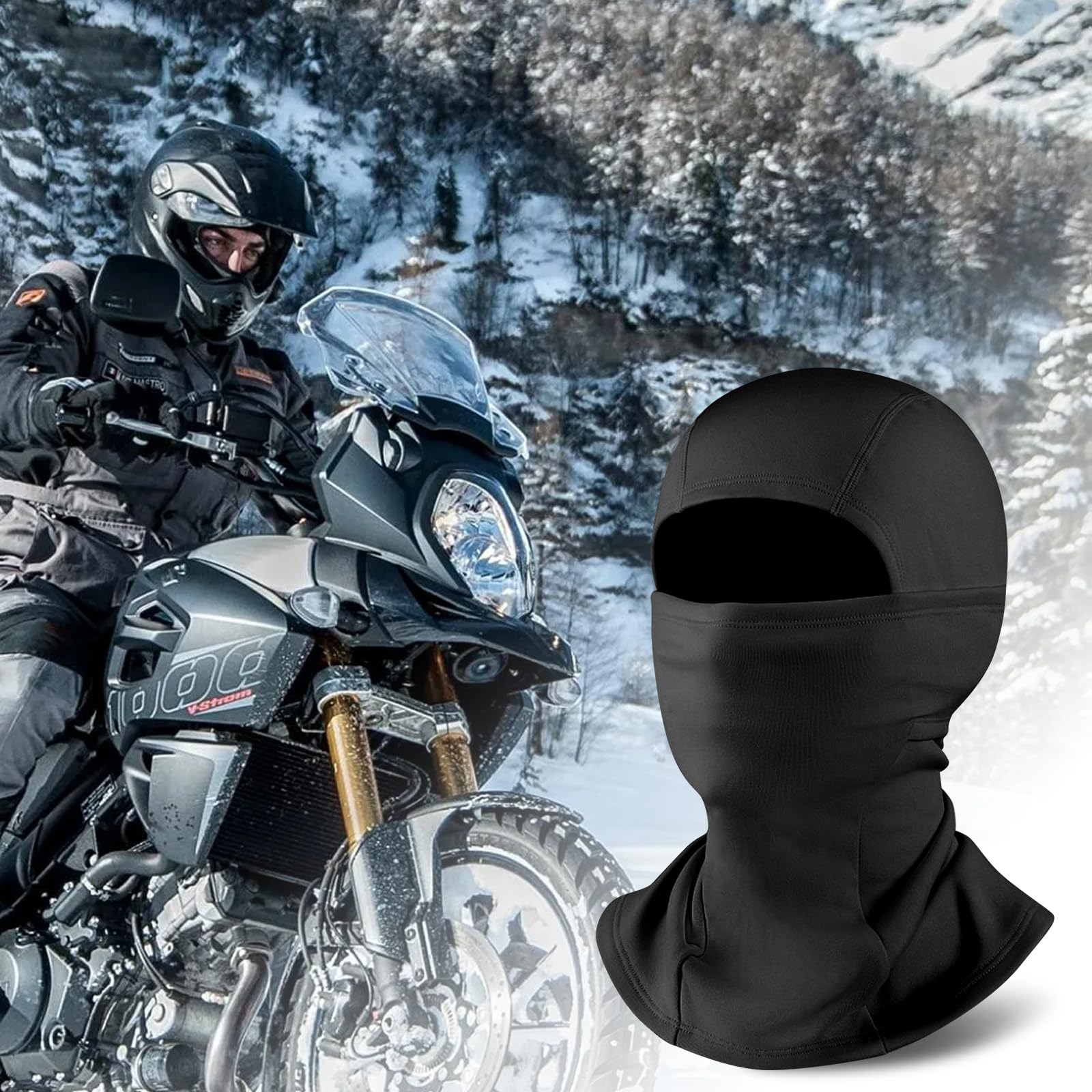 Kominiarka narciarska, maska narciarska, dla dzieci, chłopców, dziewczynek, na zimę, jesień, wiatroszczelna kominiarka motocyklowa na narty, snowboard, rower, czarna, czarny, 3XS-S