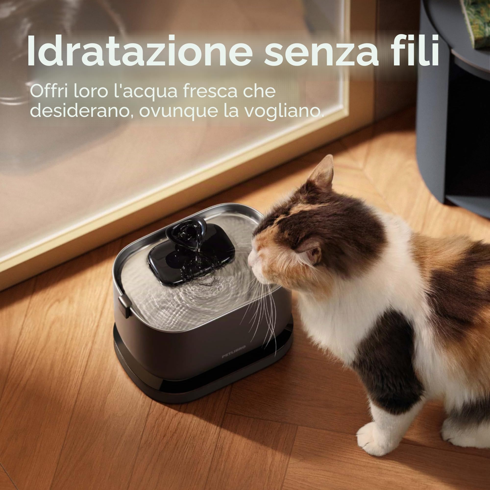 PETLIBRO Fontana per gatti senza fili con sensore di movimento, facile pulizia, n°1 Dockstream per gatti, senza fili, con batteria da 5000 mAh, 23 dB ultraleggera, senza BPA, 2 pompe