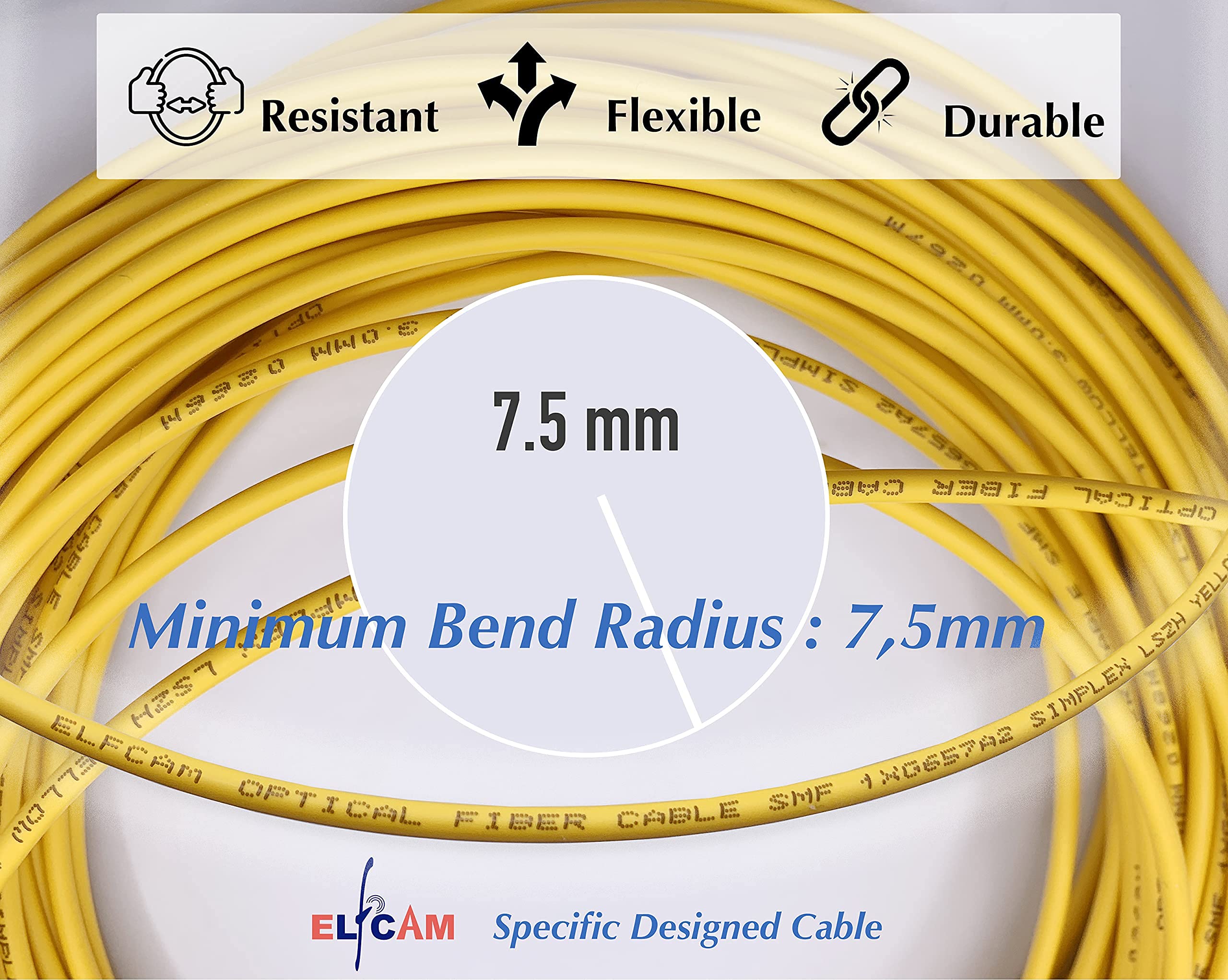Elfcam Cavo Fibra Ottica LC/UPC per FC/APC Simplex Monomodale 9/125μm LSZH (30m)
