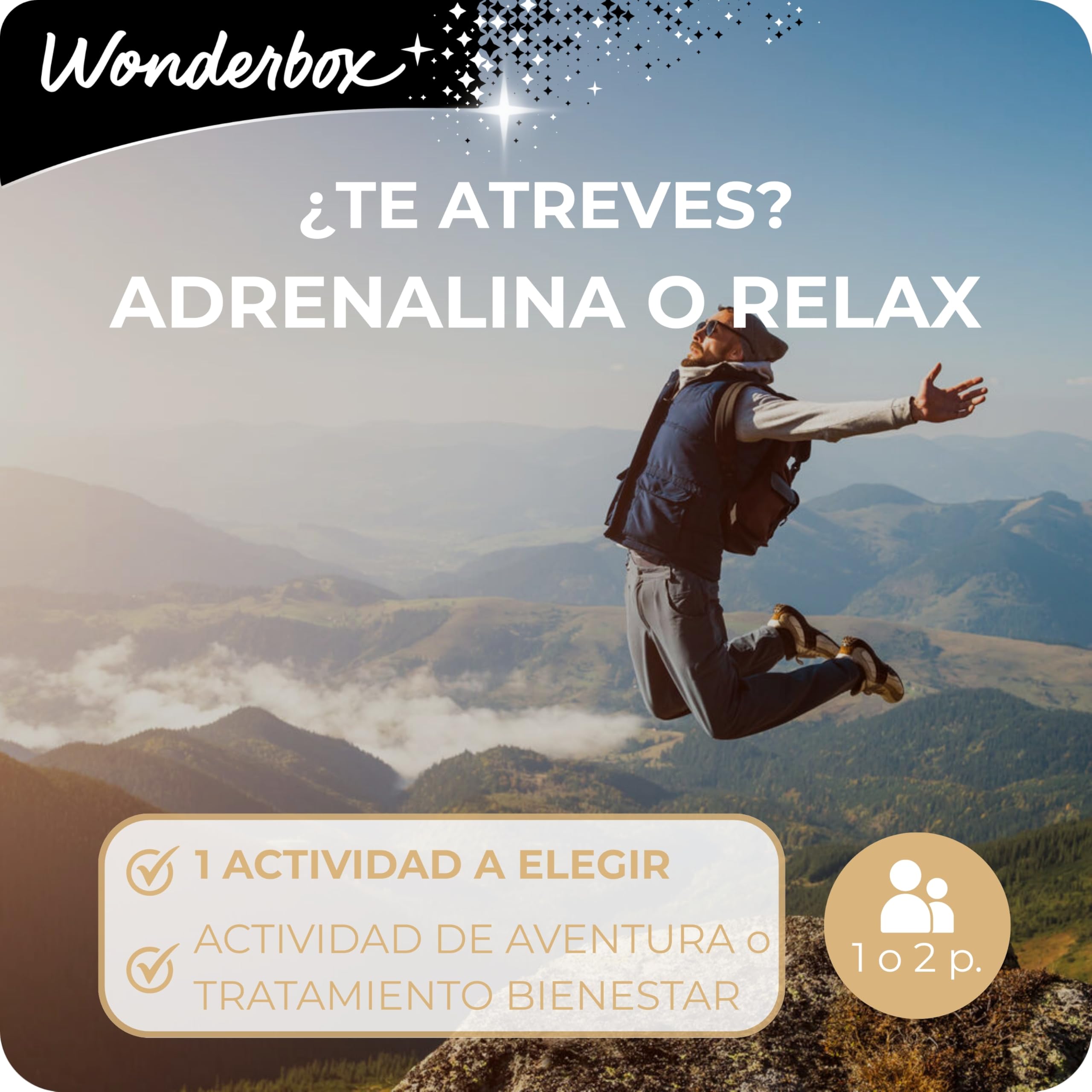 WONDERBOX - Caja Regalo - ¿Te Atreves? Adrenalina o Relax - para 1 o 2 | 1 actividad de adrenalina o 1 tratamiento - Más de 900 experiencias - 350 actividades de adrenalina o 550 de bienestar