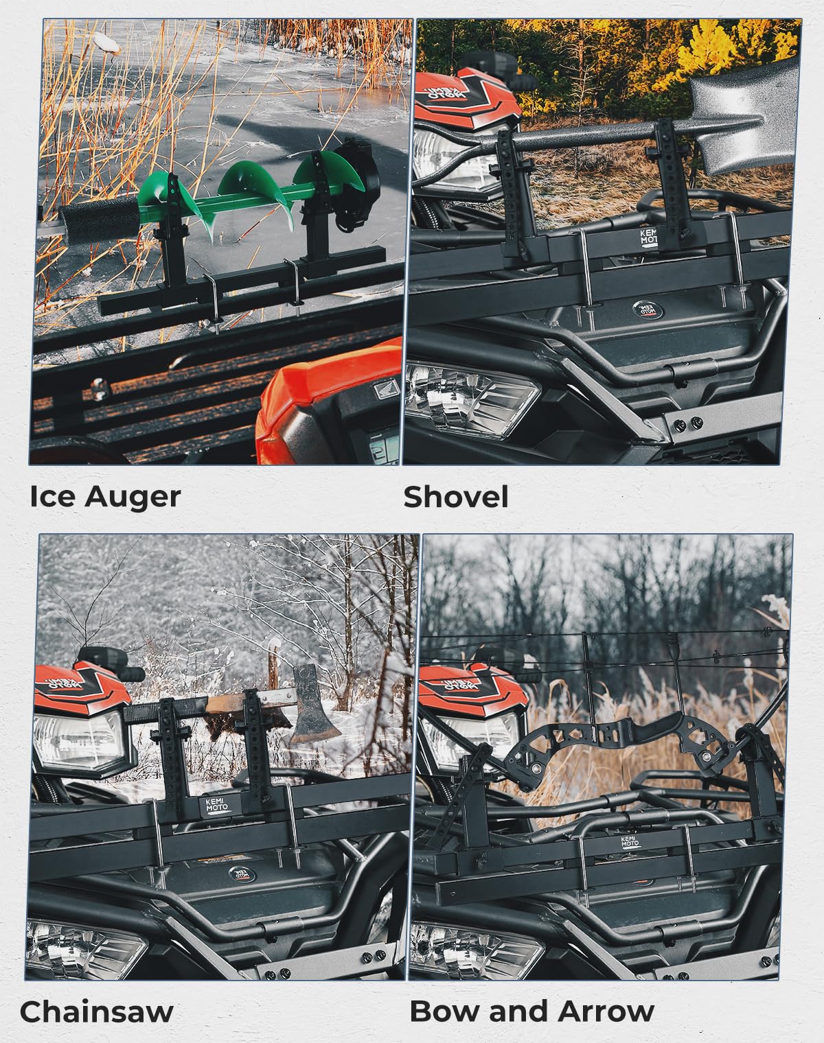 ATV Auger Carrier Digger For ATV, UTV, Snowmobile - Universal & Polaris Rack Models Ice Auger Mount