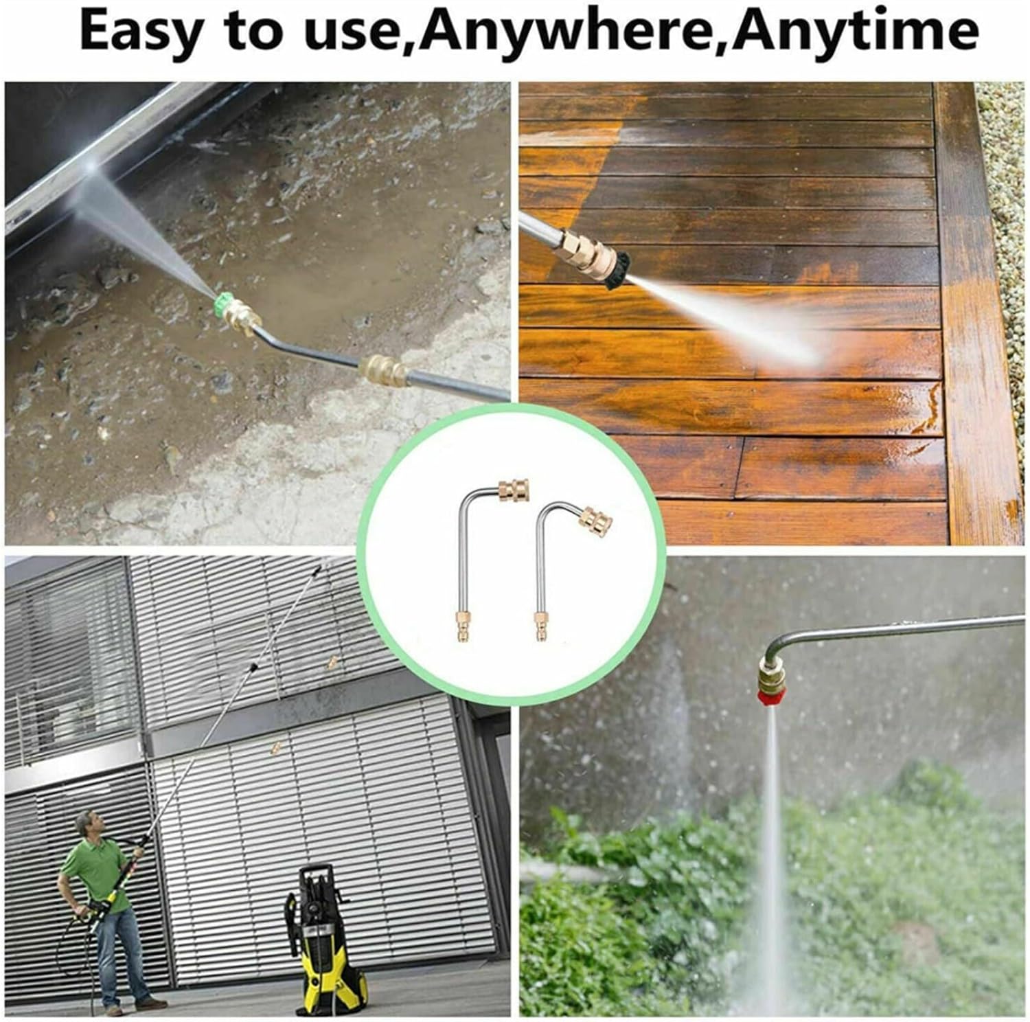 Pressure Washer Extension Wand Tool,90 Degree /120 Degree Curved Rod Replacement,1/4" Quick Connect Extension Wand(90 Degree)
