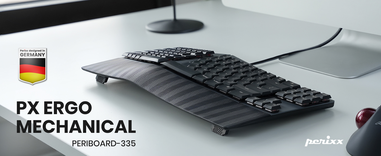 Perixx PERIBOARD-335BR Mechanical Keyboard Compact Wired Ergonomic Brown Touch Switch Programmable Function with Macro Keys Compatible with Windows and Mac OS X US English