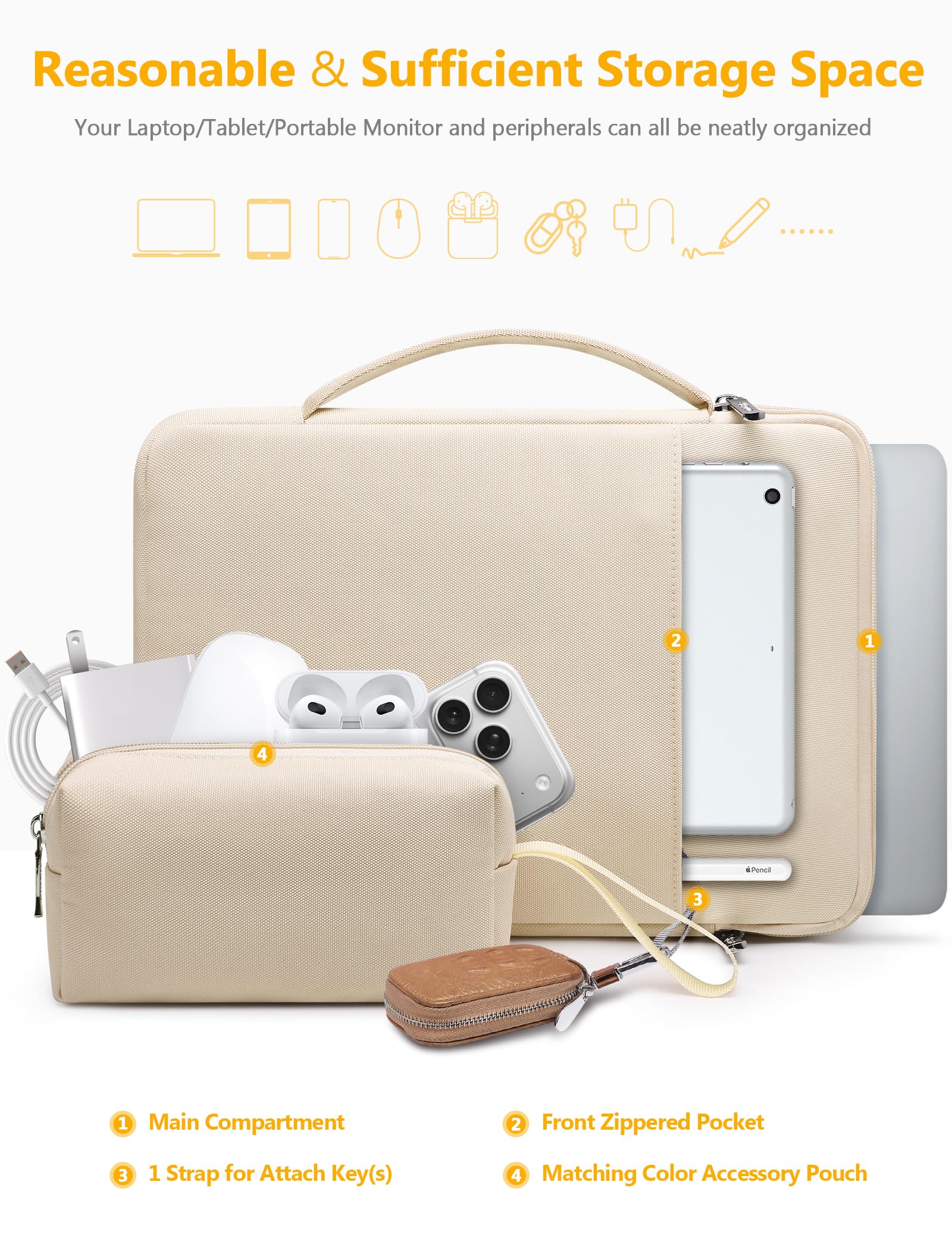 HYZUO 13,3-14 Pouces Housses Ordinateur Portable pour MacBook Pro 14 M5 M4 M3 M2 M1 2026-2021, MacBook Air/Pro 13,3, 13,8"/13,5" Surface Laptop/Book, 13" 13,3" HP Dell Lenovo ASUS Acer, Sable
