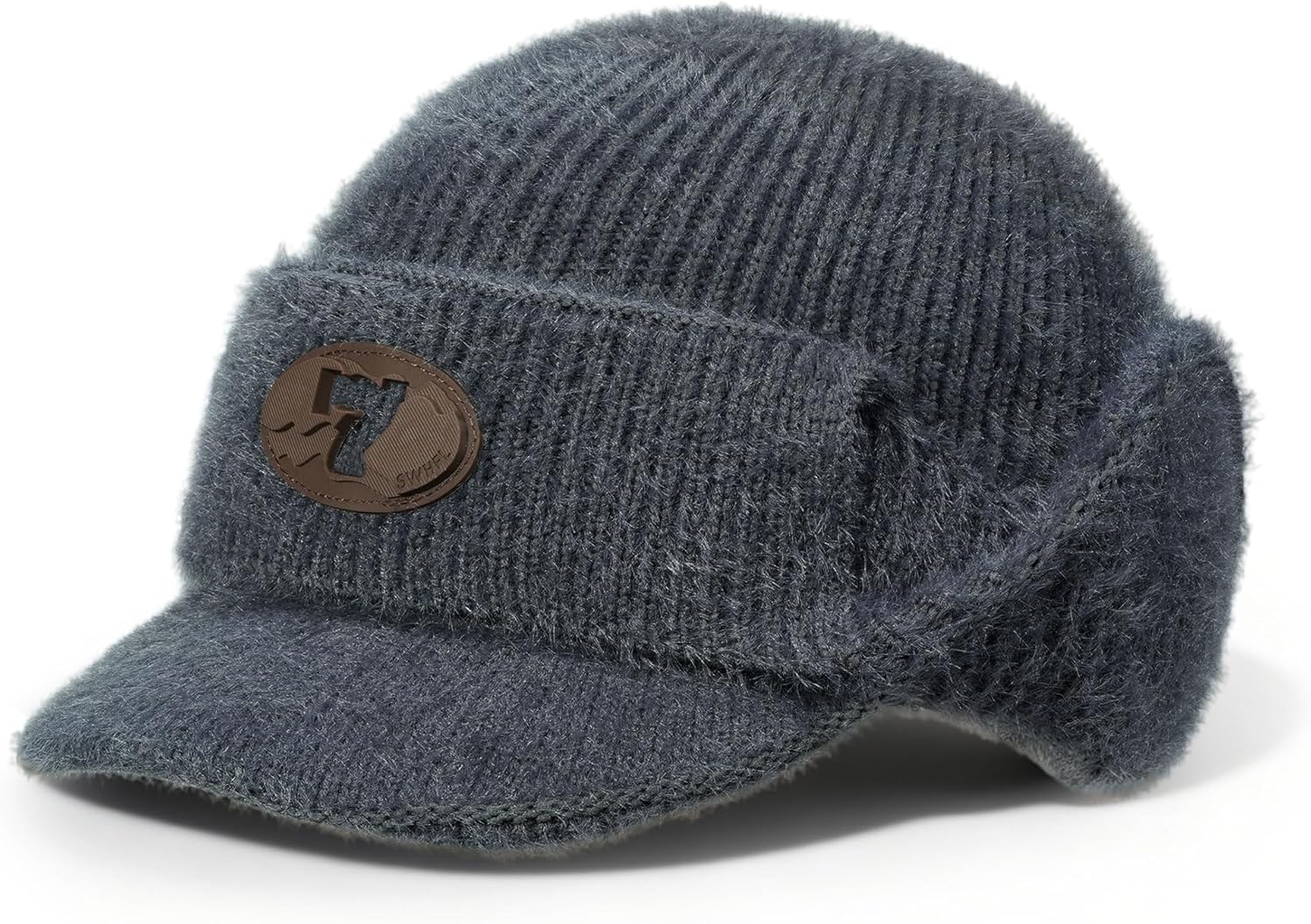 Clakllie Cozy Plush Visor Beanie with Earflap Beanies Hats Stocking Caps Warm Thermal Knitted Winter Hats for Men Women - Image 3