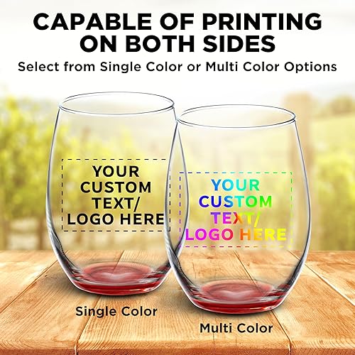 Miniatura 6 de DISCOUNT PROMOS 50 ARC - Juego de copas de vino sin tallo, 21 onzas, texto personalizable, logotipo, Chardonnay, Cabernet, Merlot, Sauvignon, rojo