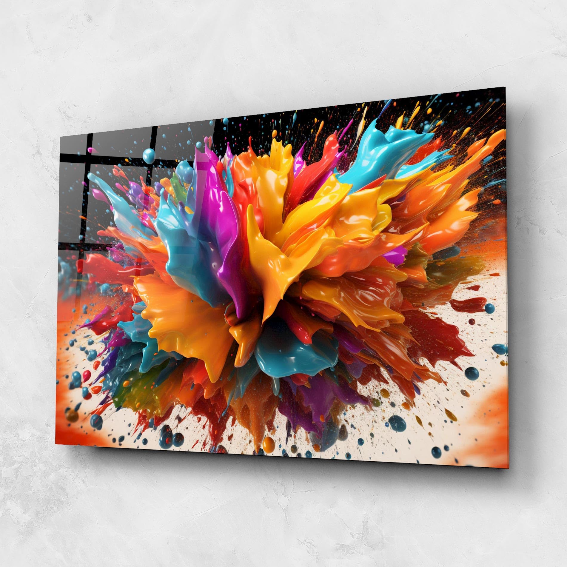 ARTHUB® Moderne impression sur verre 50x70 cm, 4mm verre trempé | Tableau en verre salon et chambre, Décoration murale moderne, Décoration intérieure, abstrait, Abstract Splash