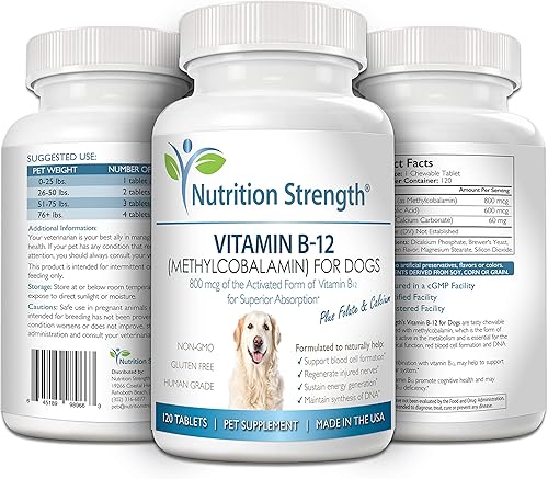 Miniatura 4 de Vitamina B12 para perros más folato y calcio, apoya el sistema nervioso y la formación de células sanguíneas, ayuda a mantener la generación de