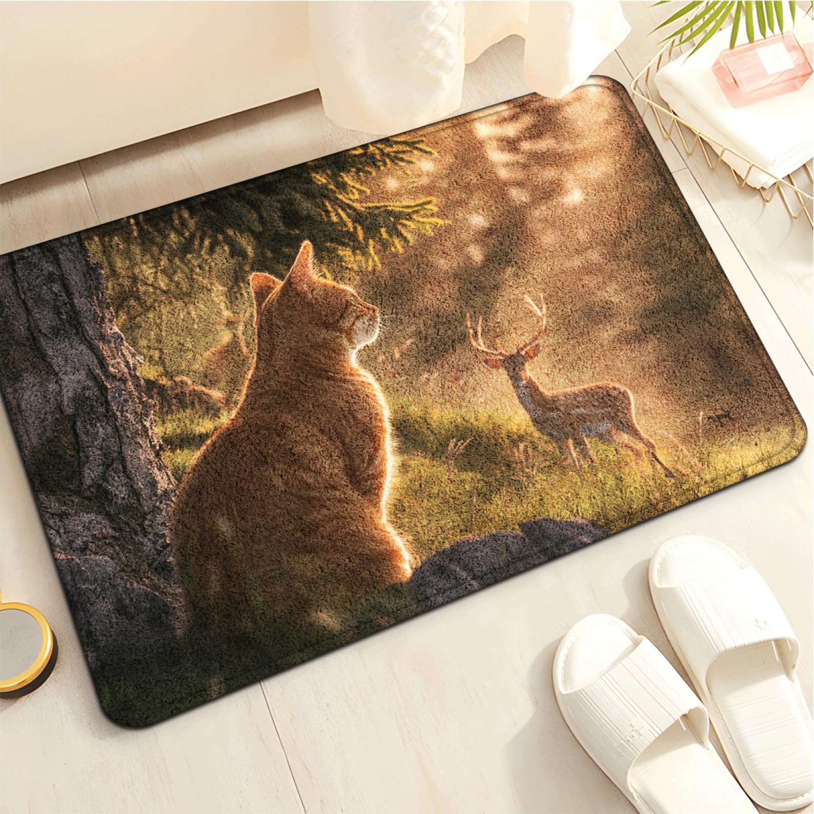 Tappeto Bagno Antiscivolo Lavabile Gatto Tappeti In Soffice Microfibra,Tappetino Bagno In Lavatrice,Tappeto Doccia
