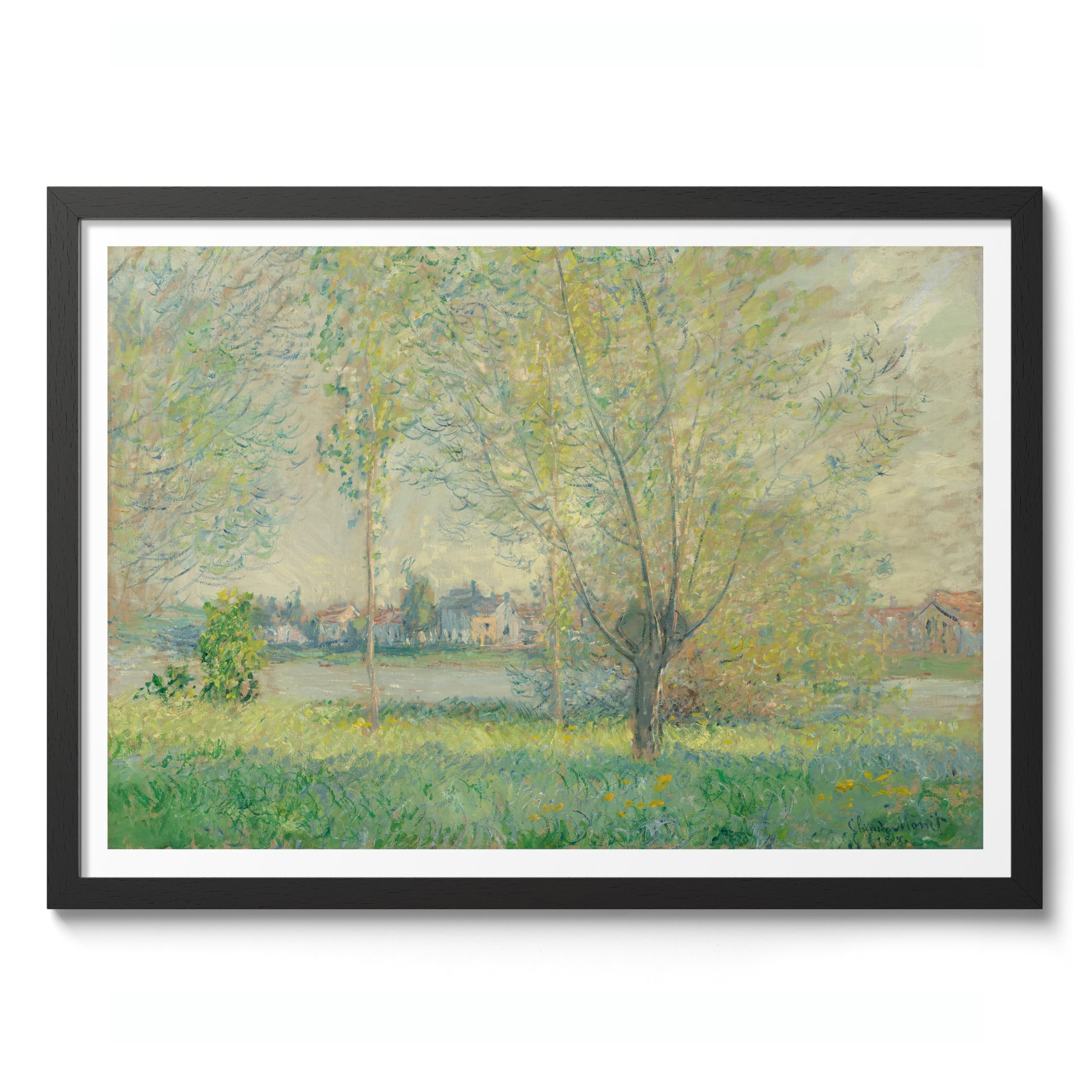 The Willows Claude Monet Art Print, Classic Art Painting Poster, Impressionism Art Exhibition Modern Wall Art, Minimalist Home Decor Picture Artwork, A3 (Black Frame) - 45x32.8cm