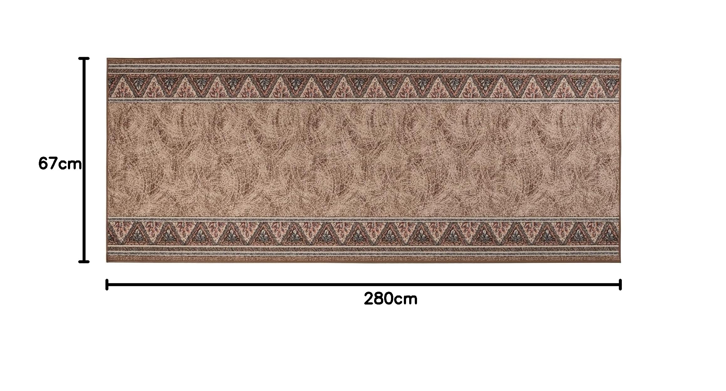 TAPISO Agadir Tappeto Passatoia Runner Antiscivolo Pelo Corto al Metro Design Moderno Motivo Geometrico Monocromatico Marrone Chiaro Corridoio Cucina Entrata Ufficio 67 x 280 cm