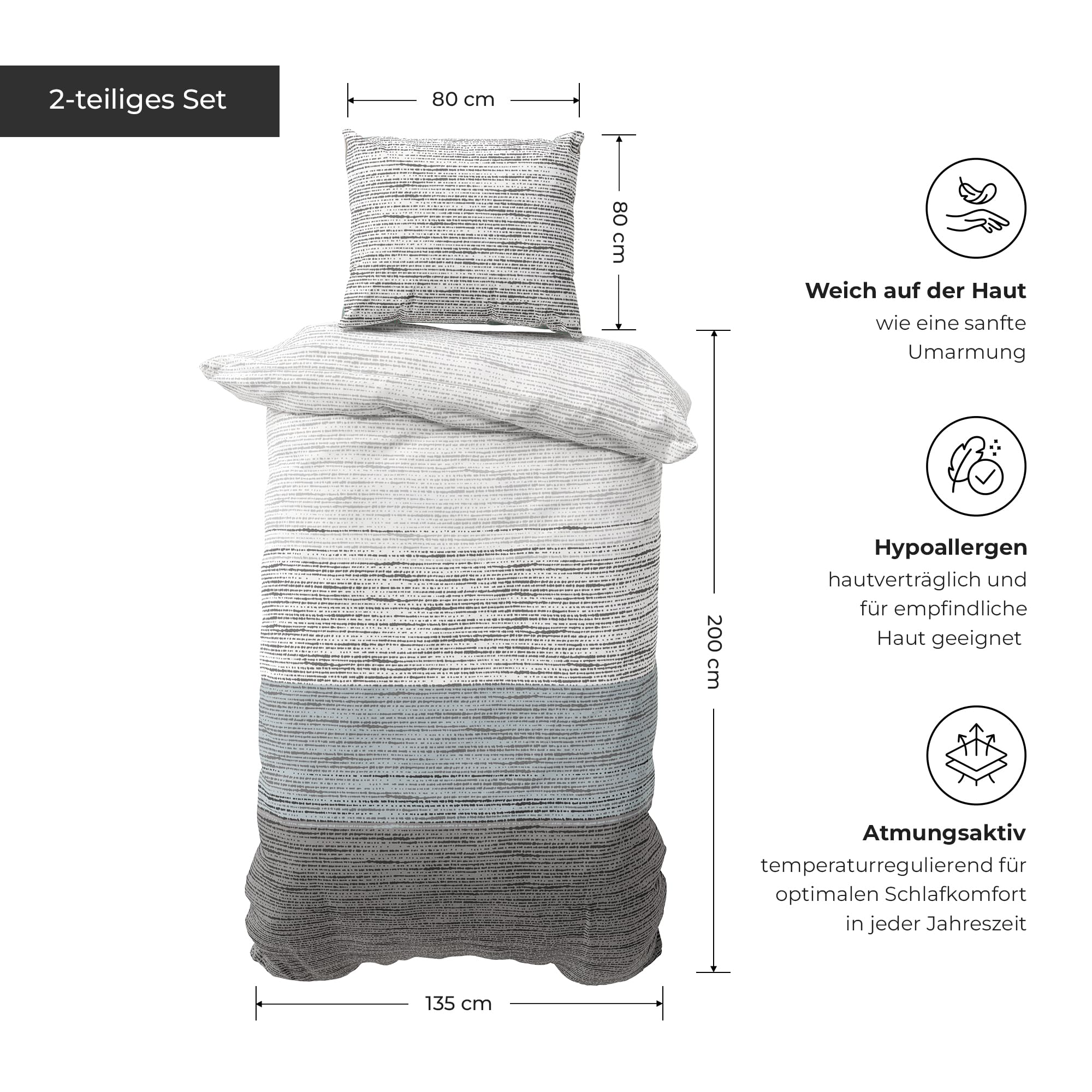 DILIOS Premium beddengoed 200 x 200 cm, 100% katoen, Öko-Tex