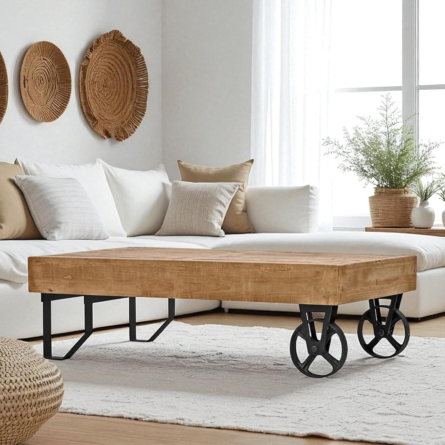 The Attic Montan Centre Table, Coffee Table for Living Room, Solid Wood Centre Table, Natural Matte Finish