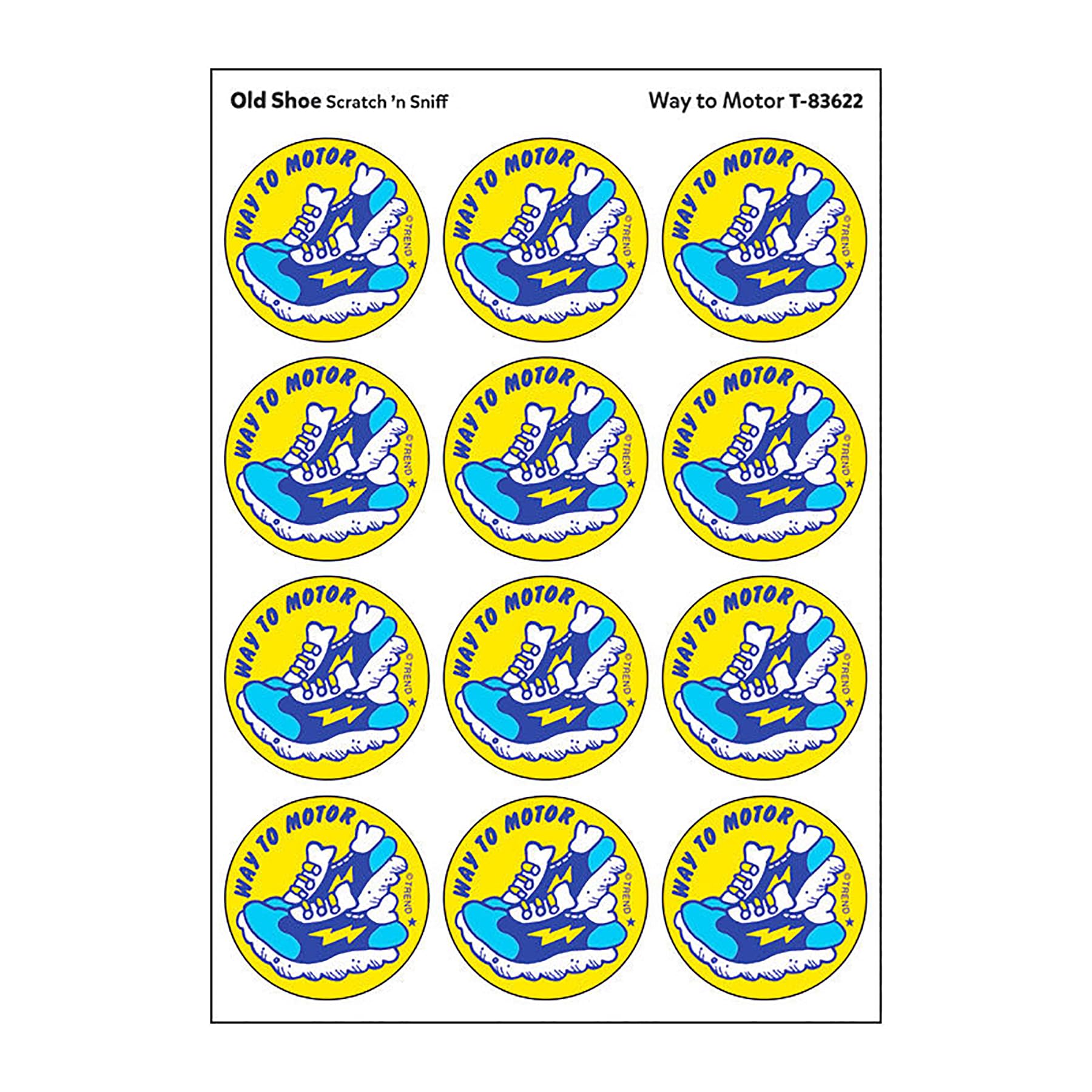 Pegatinas retro apestosas de Way to Motor/Old Shoe Scent de ; 24 sellos/paquete - Auténticos diseños de los años 80