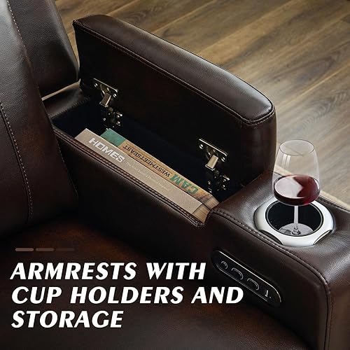 Miniatura 7 de Juego de sofá reclinable eléctrico con reposacabezas, asientos de cine en casa con luz LED, almacenamiento de reposabrazos, USB y tipo C, sofá