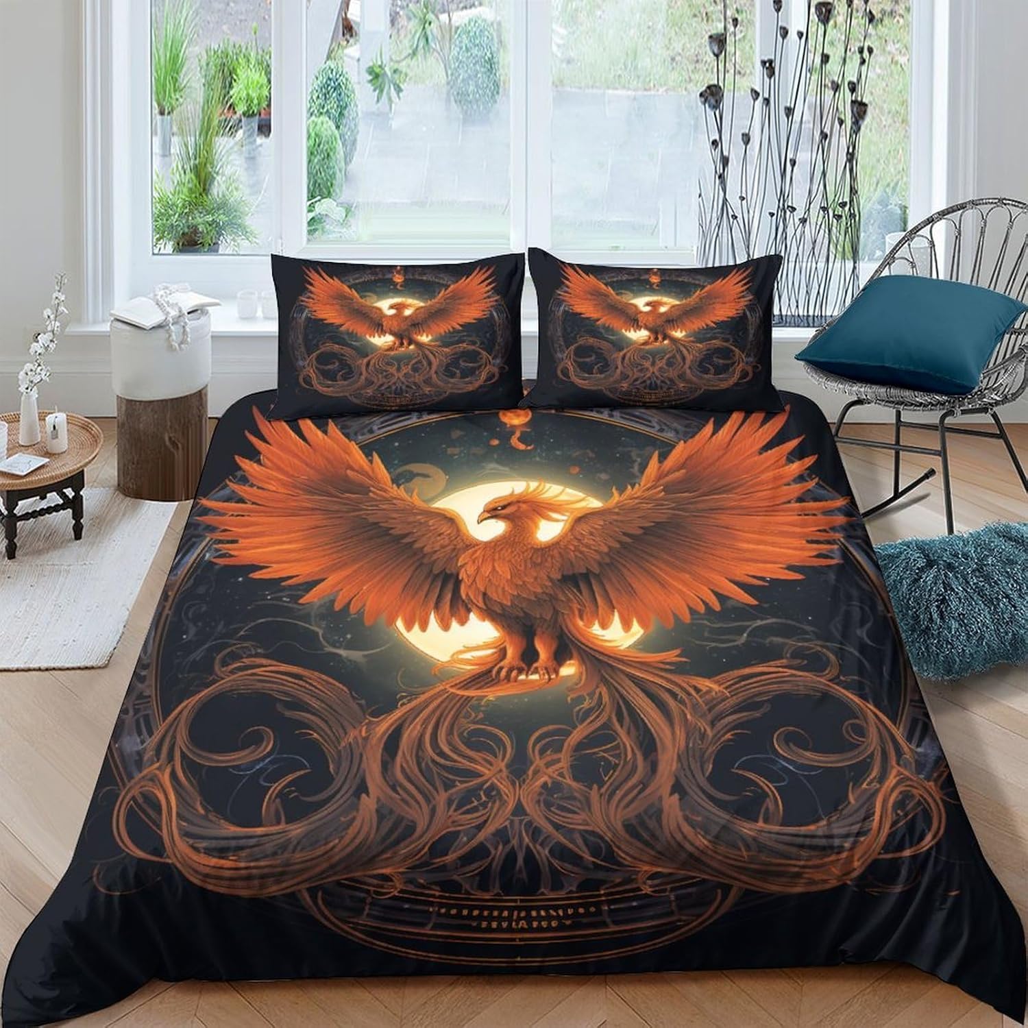 Housse de couette 3D animaux pour chambre adulte et enfant parure de lit oiseaux nature 3pcs