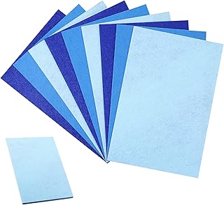 Hojas de fieltro para manualidades, 9 piezas de 11.8 x 7.9 pulgadas, hojas de fieltro de lana rígida de tela suave, alfombra de retazos, piezas de tela para artes y manualidades (3 azules)