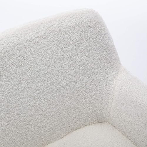 Miniatura 8 de SSLine Taburete giratorio de maquillaje de piel sintética, bonita silla de tareas con ruedas, silla de oficina en casa con brazos, silla de lectura