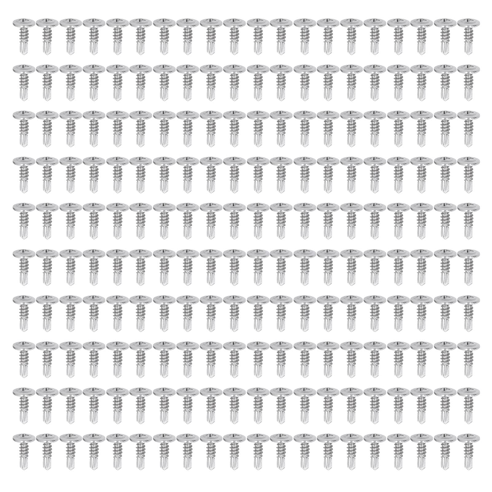 200 viti autoforanti con testa a rondella, viti in acciaio inox 304 per legno e metallo, elementi di fissaggio resistenti alla corrosione per la riparazione fai-da-te di mobili,