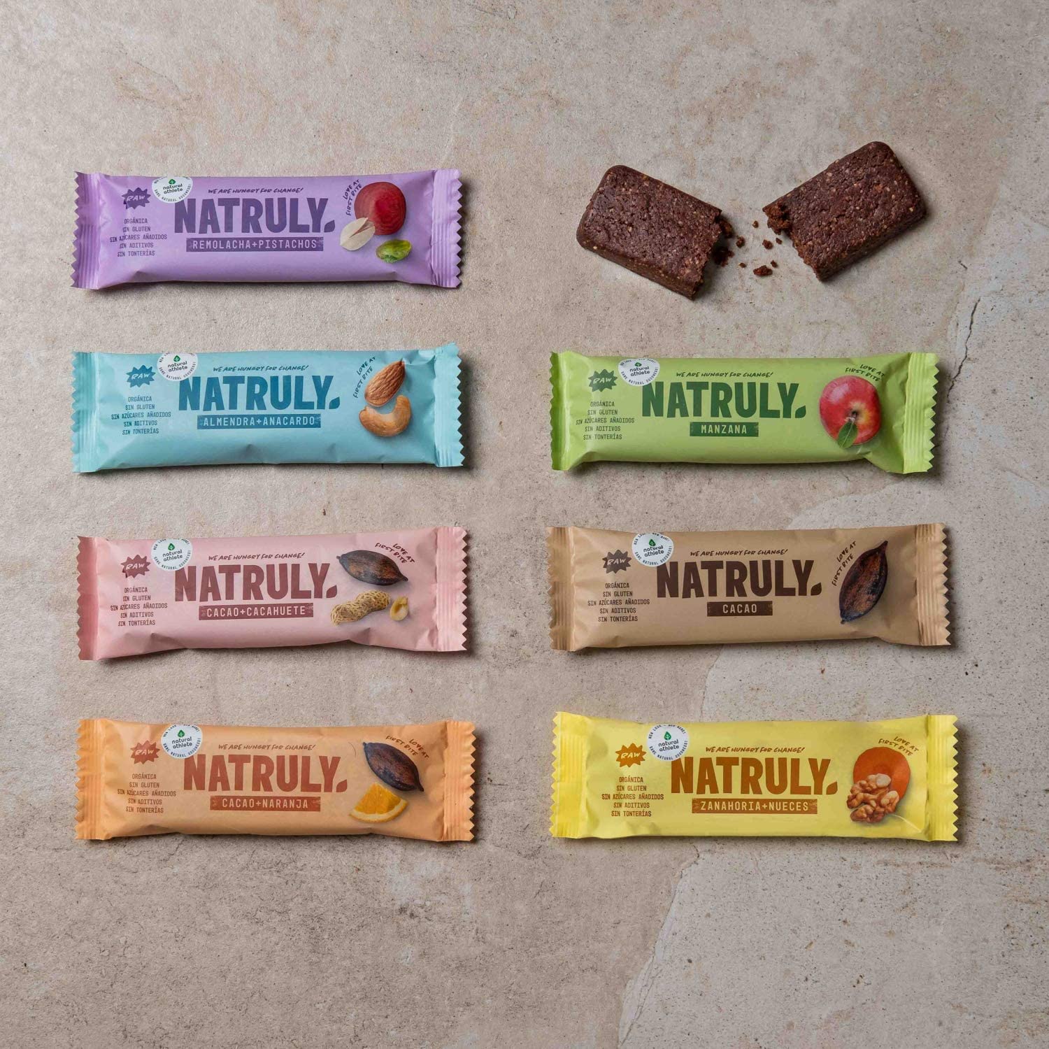 NATRULY Barritas Energéticas BIO Remolacha y Pistacho Sin Azúcar Añadido, 100% Natural y Orgánicas, Sin Gluten, Vegana -Pack 10x40g