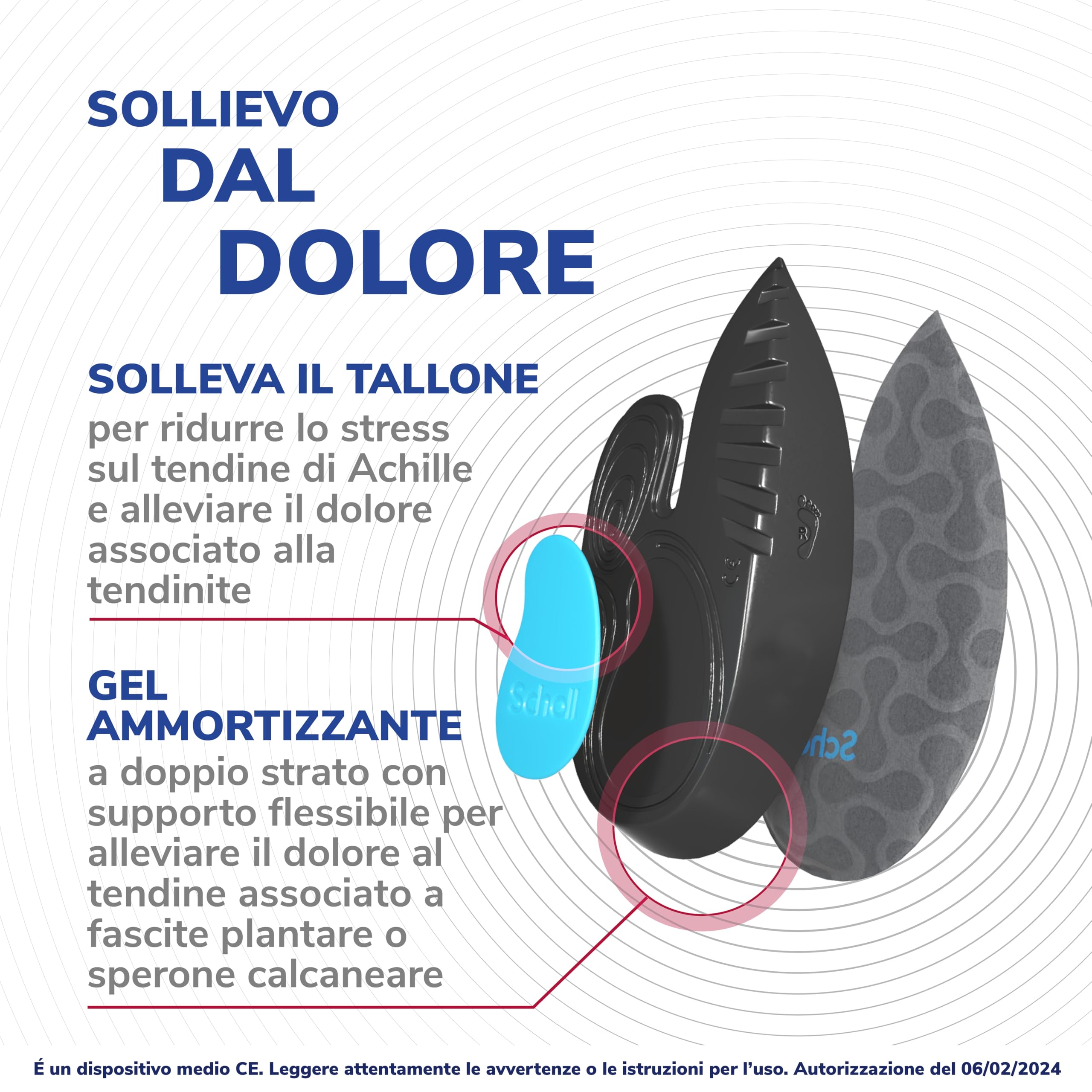 Scholl In-Balance Tallone, Plantare Sollievo Dolore, Solette Ortopediche Tallonite, Tendine d'Achille, Plantari con Gel Ammortizzante a Doppio Strato con Supporto Flessibile, Taglia M (40-42), 1 Paio - 4