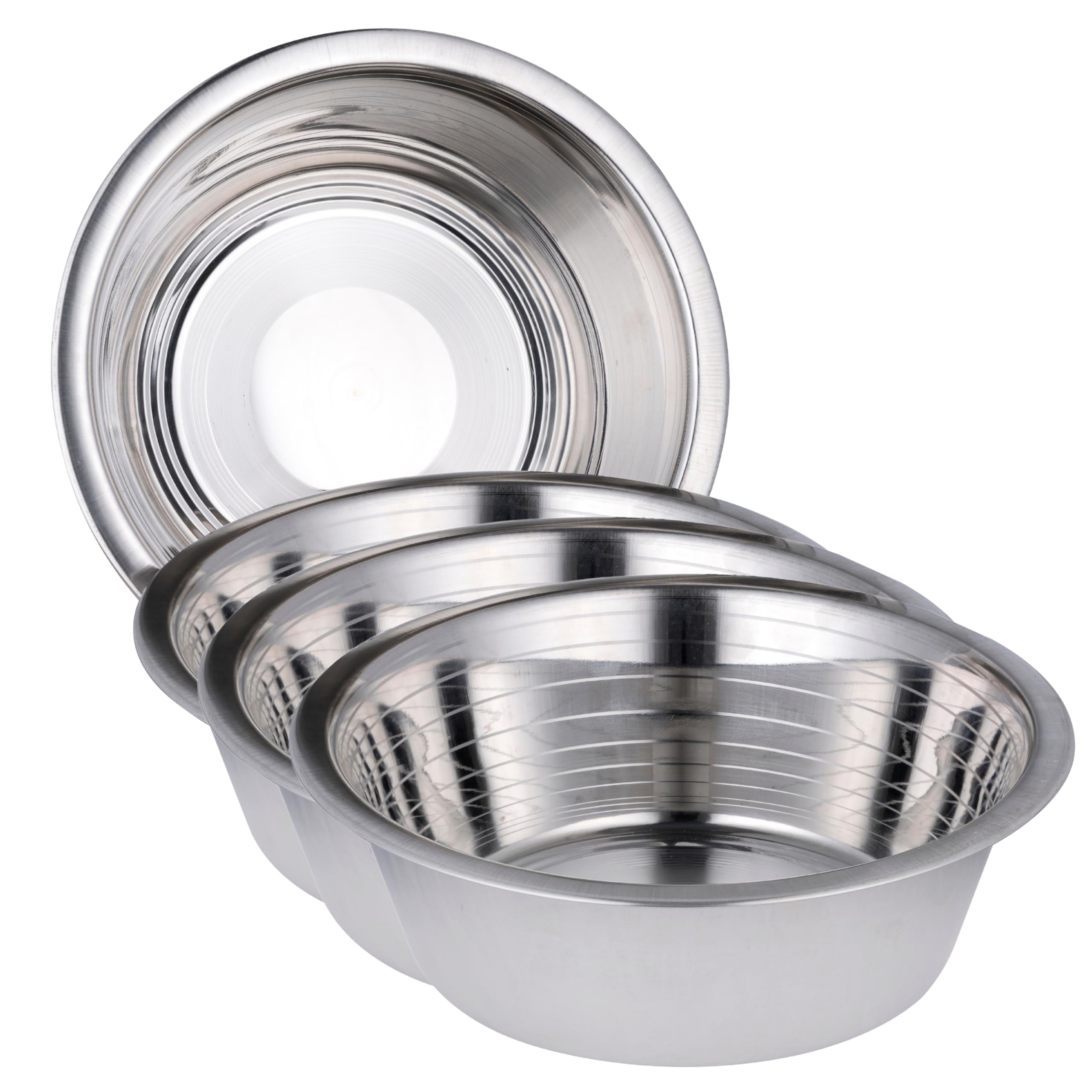 4-Pack Stainless Steel Dog Bowl Easy to Clean Pet Feeder Stand Replacement Bowl ~ 8.8" Wide, 2.75" Height