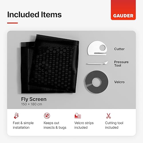 Miniatura 3 de GAUDER Mosquitera (5 x 5.9 pies)  Malla de puerta mosquitera  Moscas para ventanas