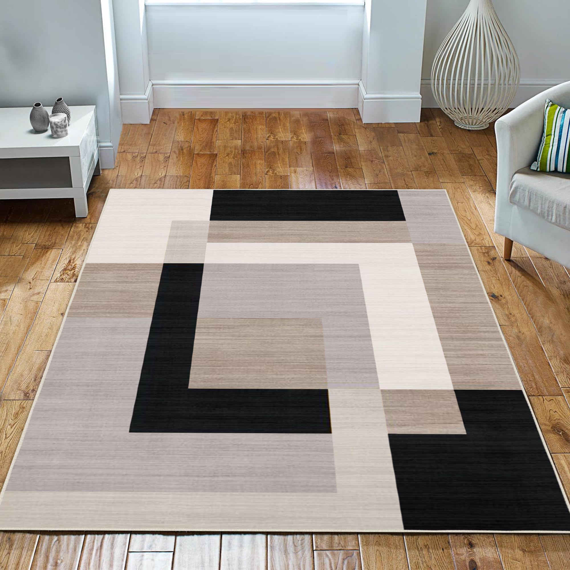 Imperial Rooms Area Rugs for Bedroom - Printed Rugs Living Room Large 200x290 Cm Geometric Style Modern Floor Carpet Super Soft Extra Large Rug - Easy Care (Milo Neutral) — image 1