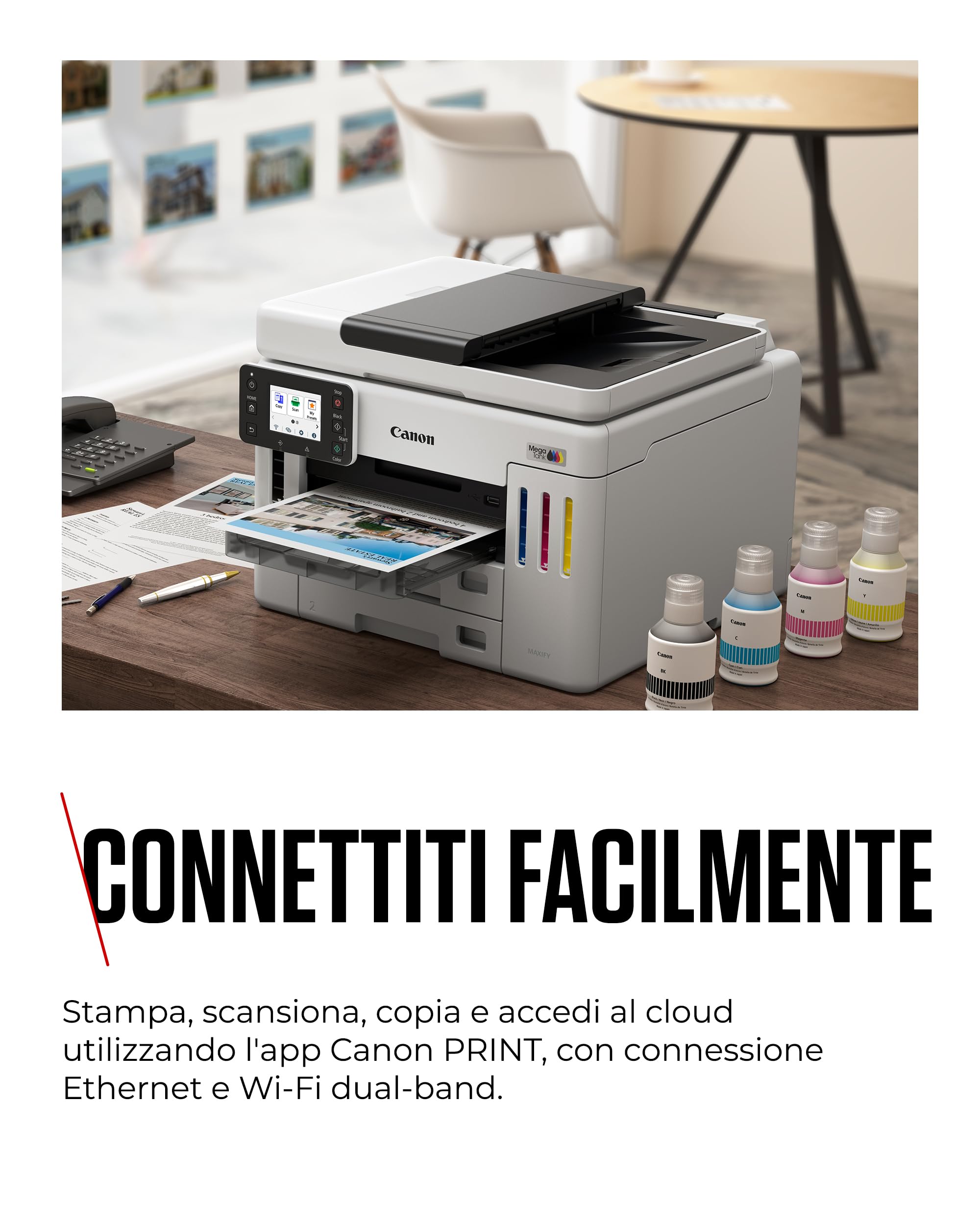 Canon MAXIFY GX7150 Stampante Multifunzione Ufficio Compatta con Scanner MegaTank Wireless Ethernet USB