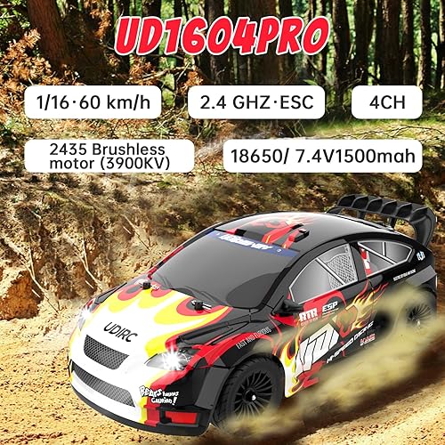 Miniatura 3 de UD1604 116 RC Car 380 Brush RC Drift Car con Gyro ESP 18.6 mih Drift RC Cars para adultos 4WD 2.4G Auto de control remoto adecuado para varios