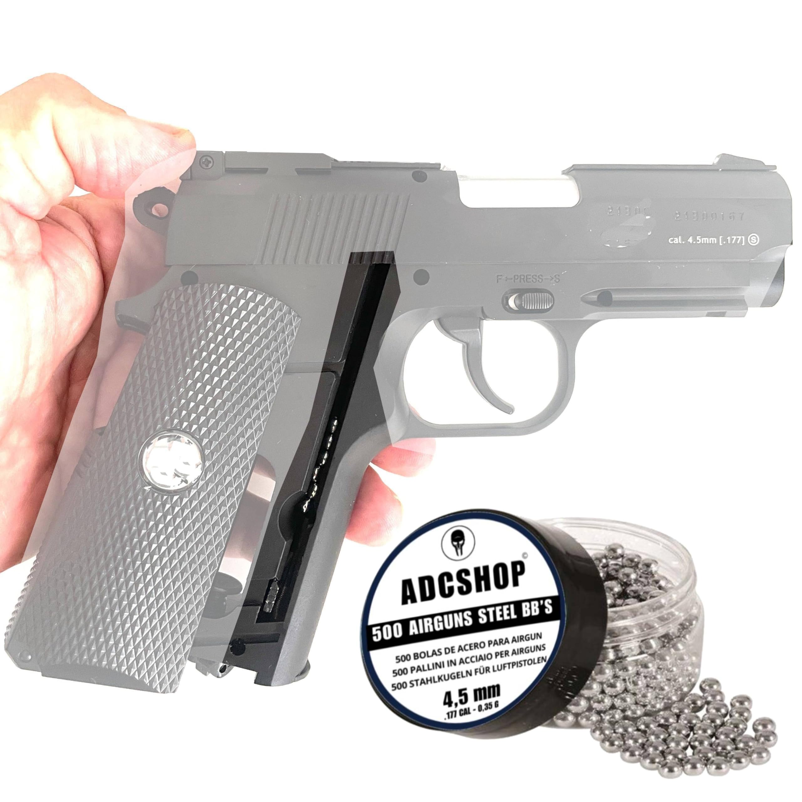 Bolas de Acero 4.5mm (.177 Cal) para Pistolas Aire Comprimido y CO2 | Tarro 500 BBS Alta Densidad 0,35g | Compatible Solo con Armas para Bolas de Acero | Transporte Fácil y Seguro