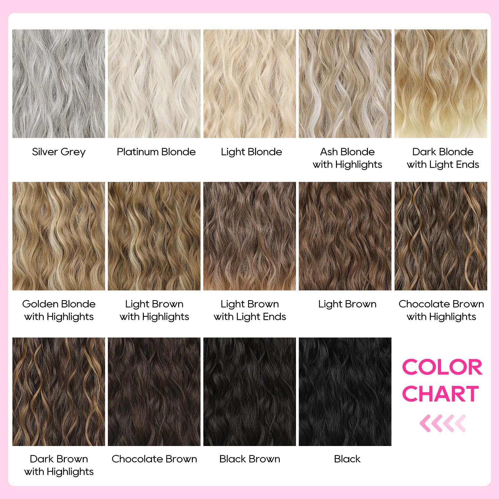 REECHO Clip-In Hair Extensions, 4-Piece 14-Inch Wavy Vegan Fiber Hairpieces