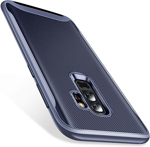 Miniatura 1 de TORRAS Funda diseñada para Galaxy S9+ Plus, ajuste híbrido 2 en 1, funda de goma de TPU suave con marco de parachoques duro reforzado, funda delgada