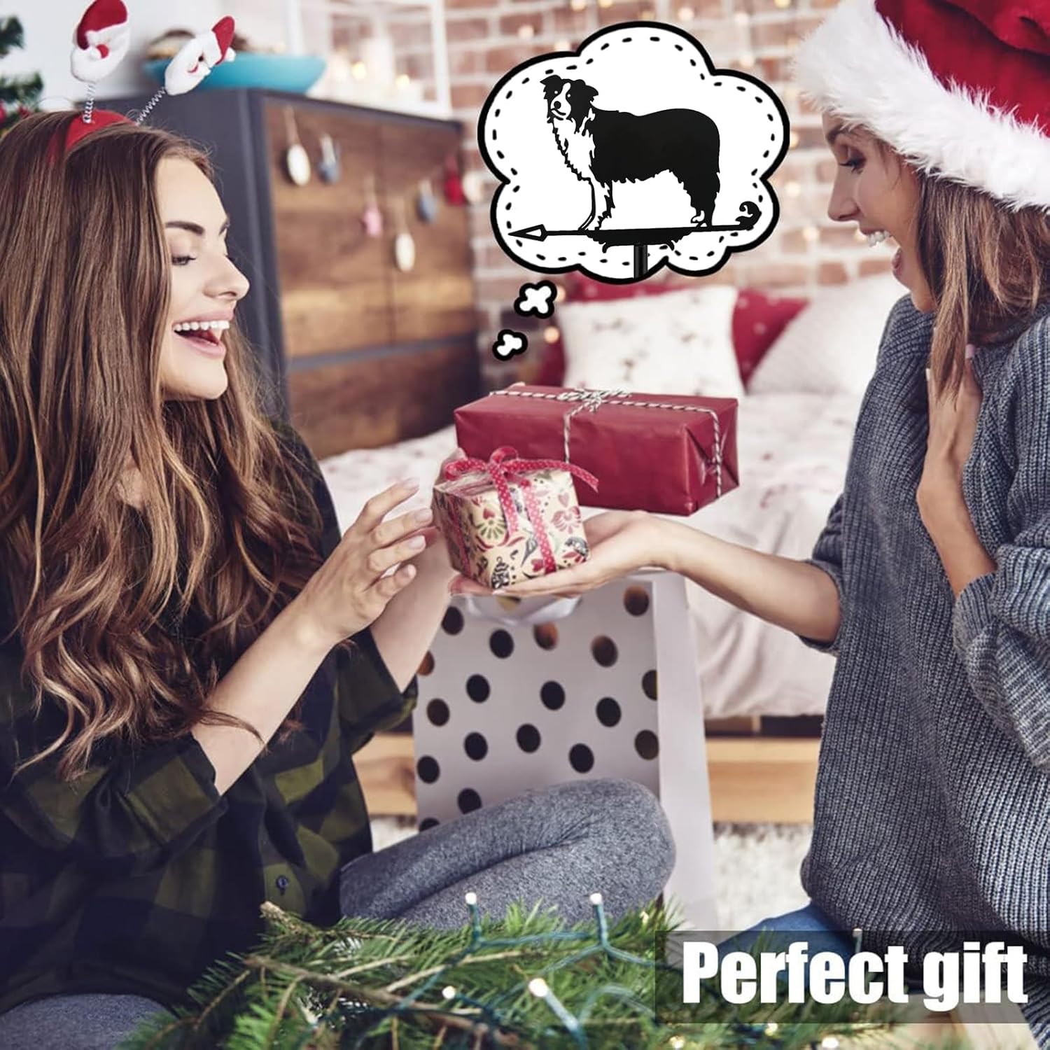 Metal Weather Vane Border Collie Weathervane 28 in Height Herding Dog Wind Vane Large Dimensiona Weathercock for Shed Garden Yard Patio Decor Shepherd Dog