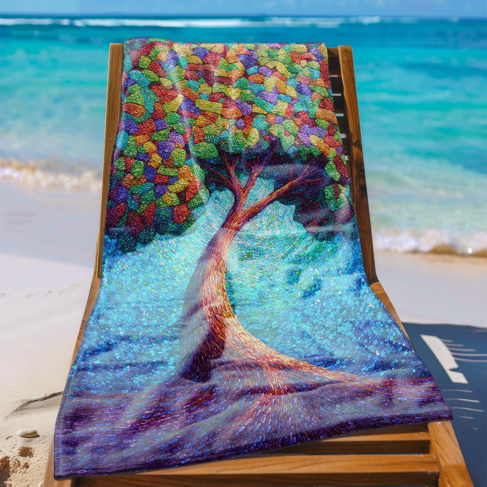 Générique Serviette de Plage 100X200 Arbre Brun Vert