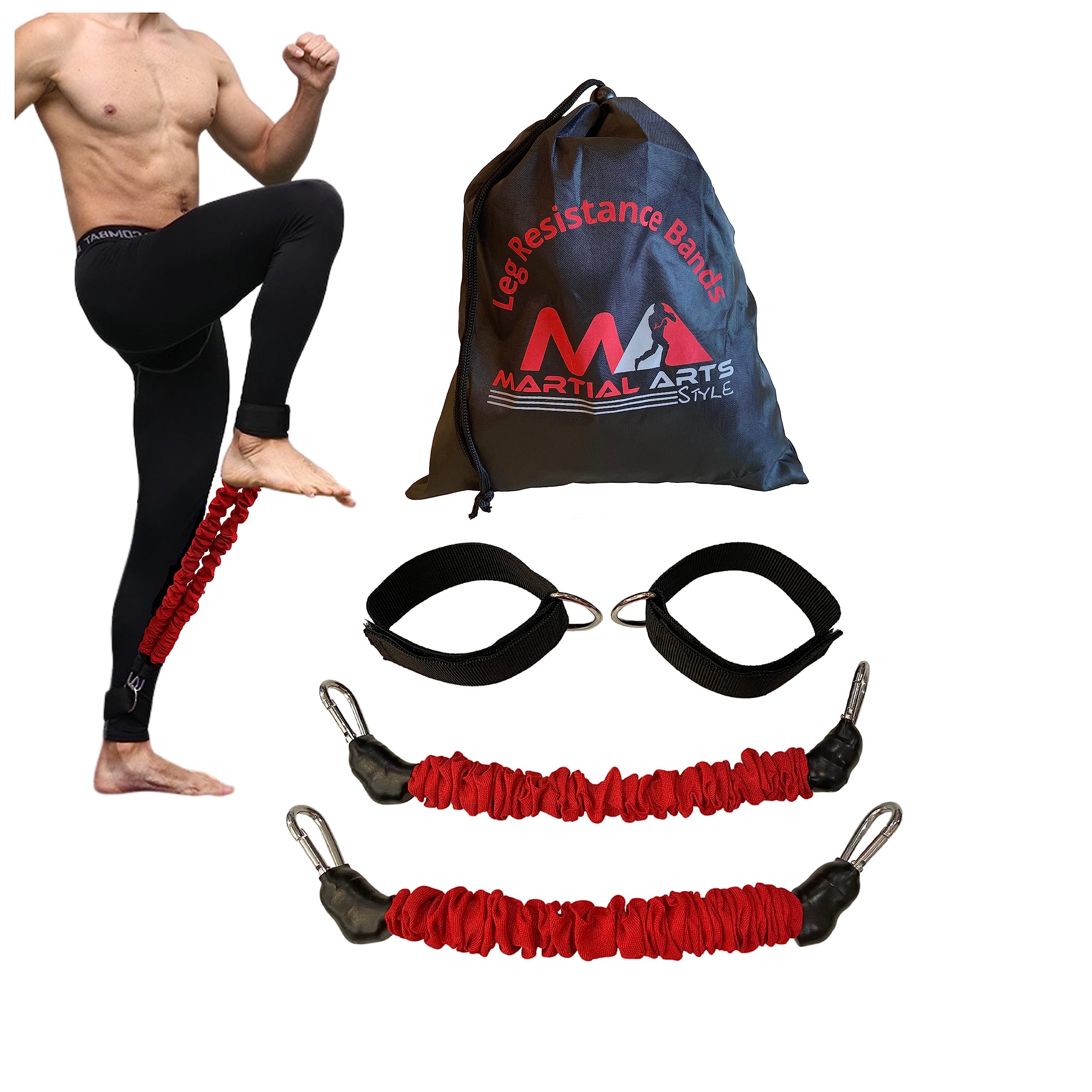 Boxing Resistance Bands for MMA Martial Arts Resistance Training at Home for Punches/Kicks, 150lbs Exercise Bands Full Body Fitness Workout to Enhance Explosive Power/Speed/Agility