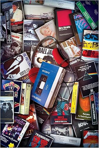 Rompecabezas de 1000 piezas de éxitos musicales de cassette de los años 80, rompecabezas para niños y adultos, 28 x 20 pulgadas