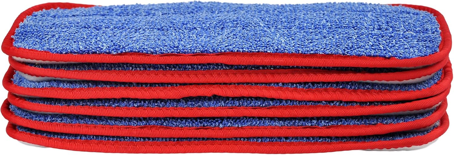 CleanAide All-Purpose Microfiber Twist Yarn Mop Pads for Dust, Dirt & Pet Hair, Hook & Loop Backing, Machine Washable & Reusable, Home & Commercial Cleaning, 10-Inch, 6-Pack, Blue