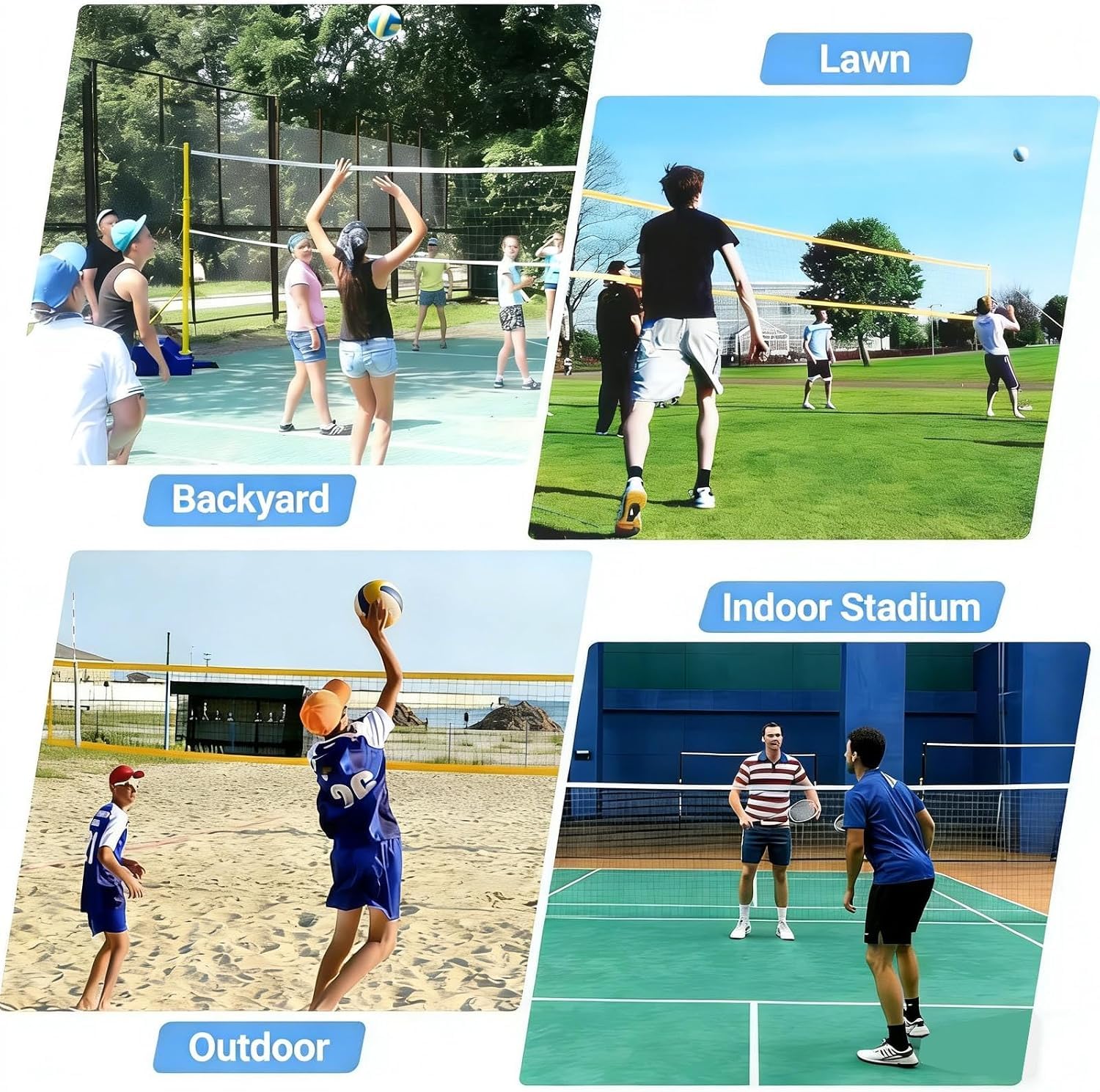 Pali da pallavolo Resistenti per Il Giardino con Rete da Badminton, Regolabili da 1,5 a 2,1 Metri, con Ruote.
