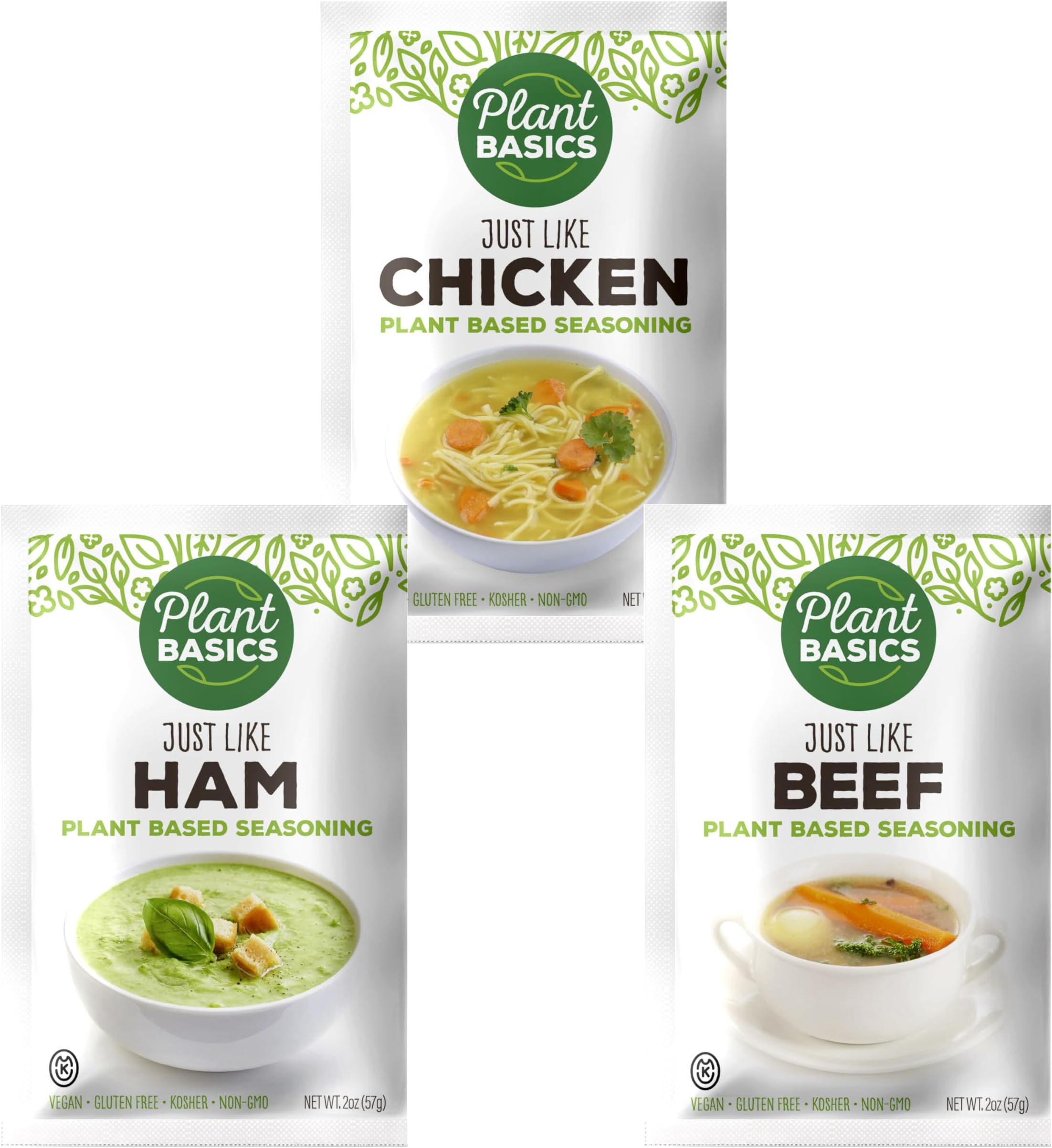 Plant Basics - Plant Based Seasoning, Variety Pack (Pack of 3), Vegan, Gluten Free, Kosher, Non-GMO