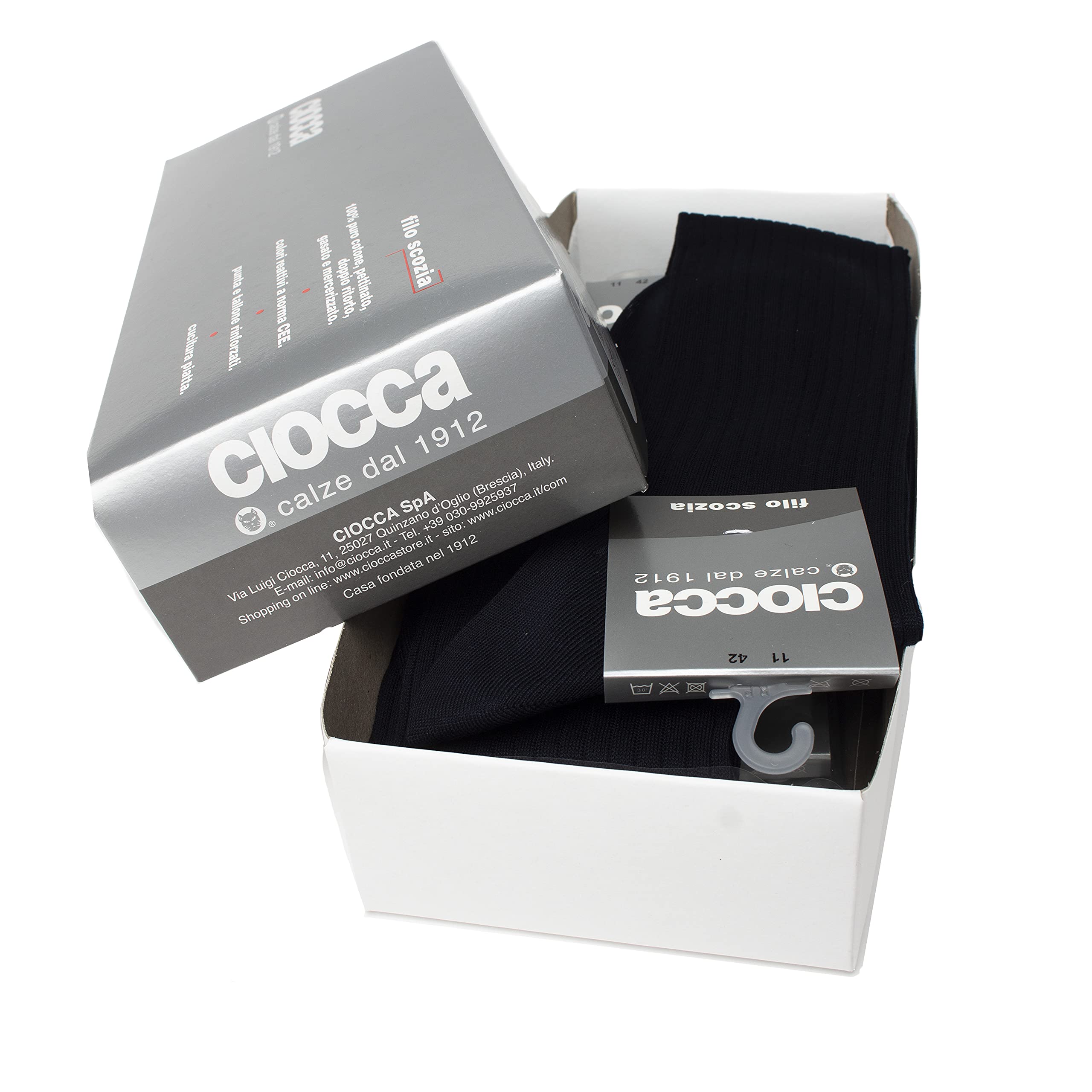 Calza lunga costa larga, in 100% cotone filo scozia - 6 paia. - MADE IN ITALY nero 12 (scarpa 44)