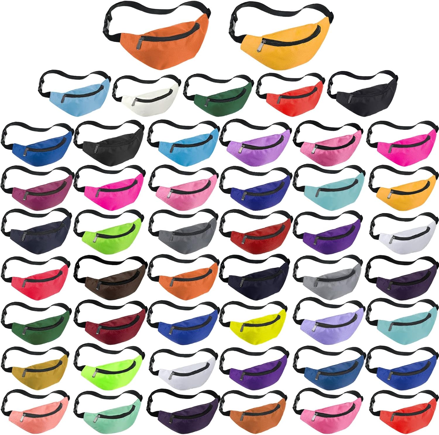 50 Pieces Neon Fanny Pack Bulk 80s Party Waist Bags Set