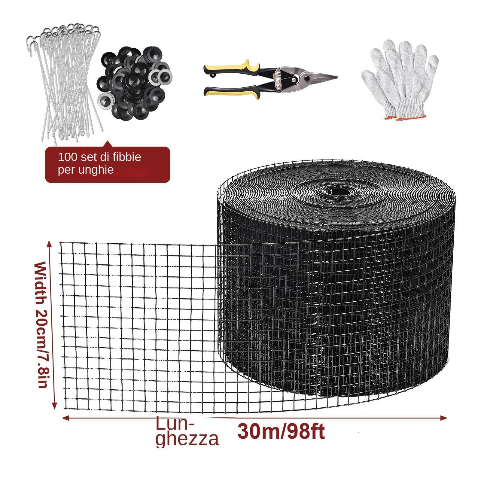 Rete anti piccioni per fotovoltaico 20 cm x 30 m kit protezione pannelli solaris con 100 ganci installazione senza fori anti uccellis 1 mm Diametro del filo