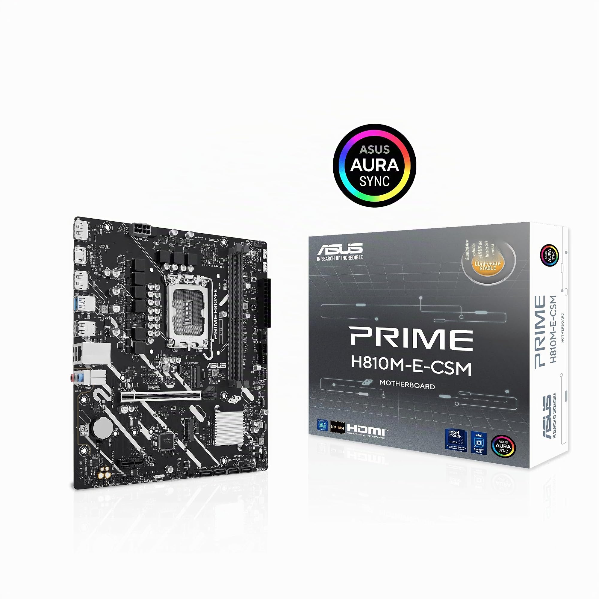 Asus Prime H810M-E-Csm - Motherboard - Micro Atx - Lga1851 Sockel - H810 Chipsatz - UsB-C 3.2 Gen 1, Usb 3.2 Gen 1 - Gigabit Lan - OnboarD-Grafik (cp