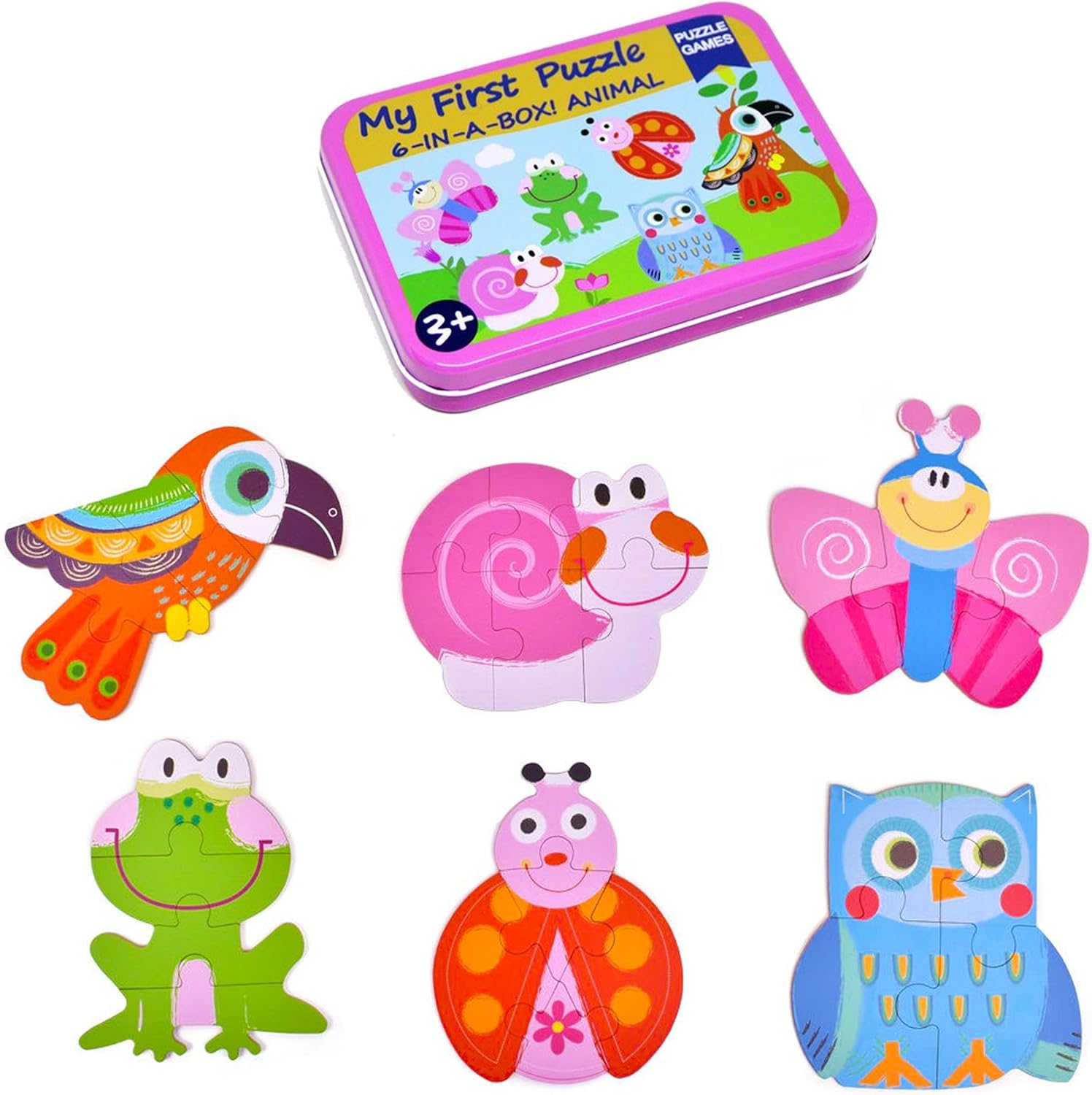 Beks Toys Baby Puzzles Cute Baby Animals Puzzle in Tin Box Engaging and Simple