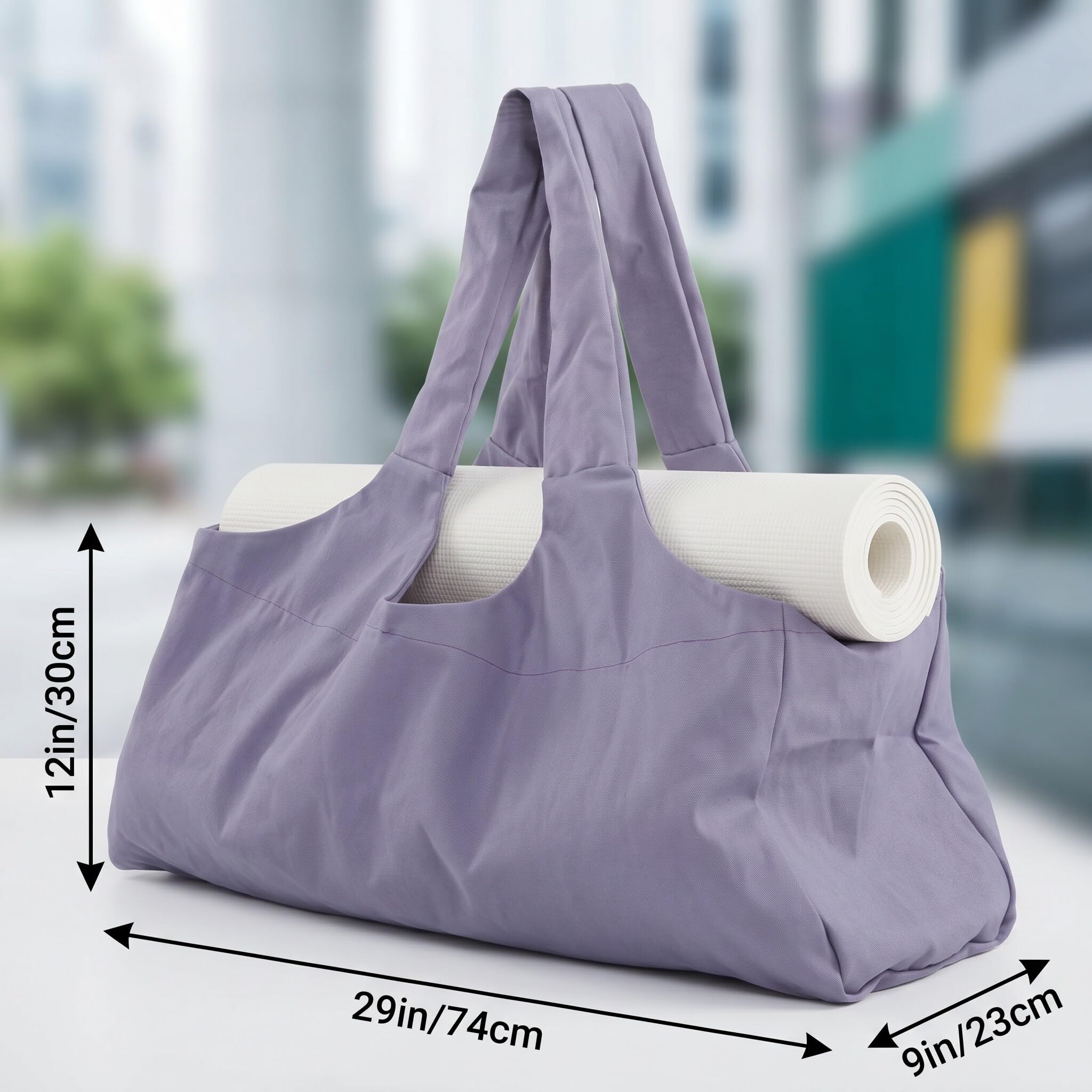 Yogatasche, Lila übergroße Sporttasche, Wasserdicht Tragetasche für Yogamatten Canvas-Material Damen Yogatasche Groß wasserdichte Trainingstasche Geeignet für den Transport Fitnesskleidung